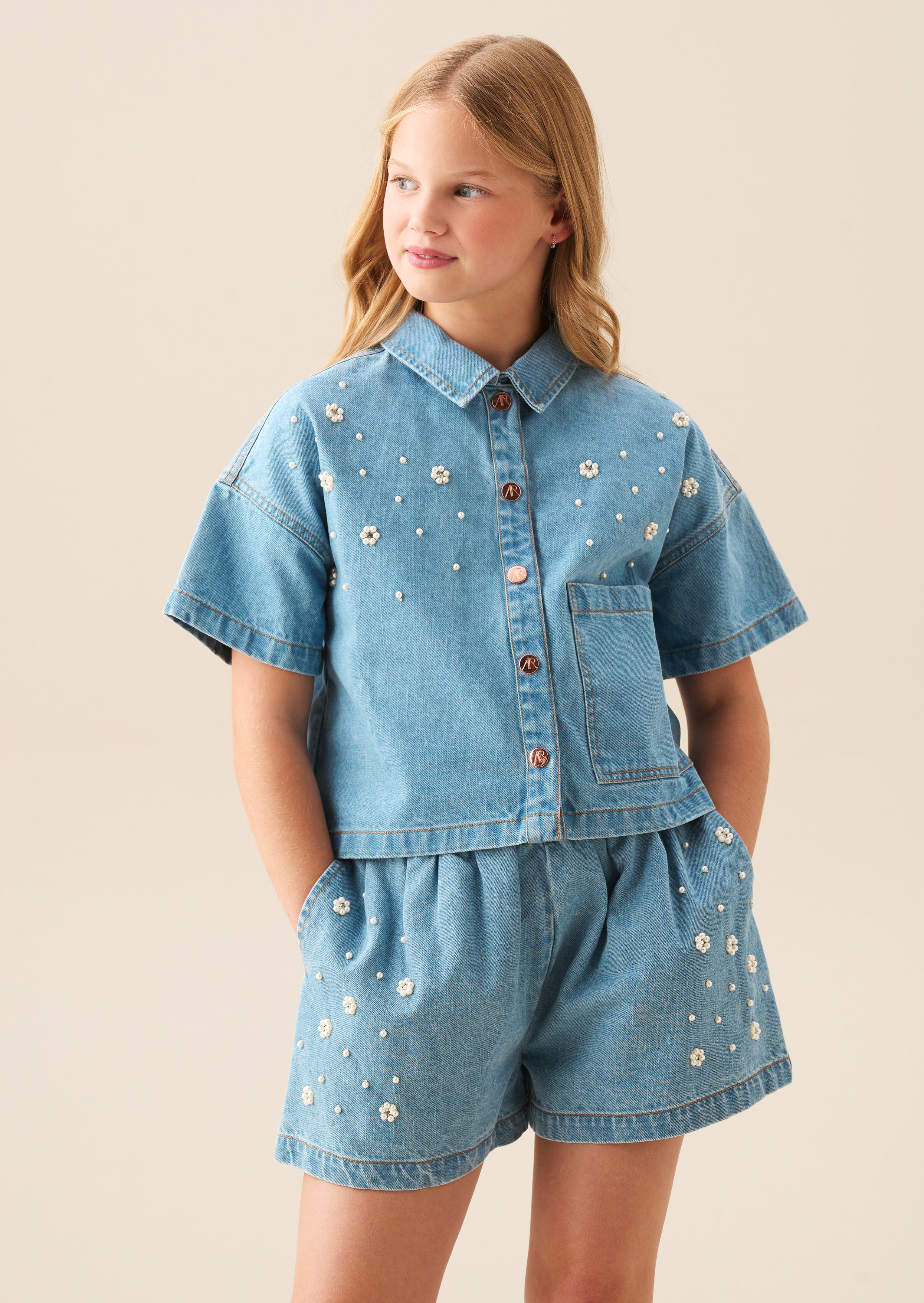 Szorty dżinsowe Zeta z ozdobami