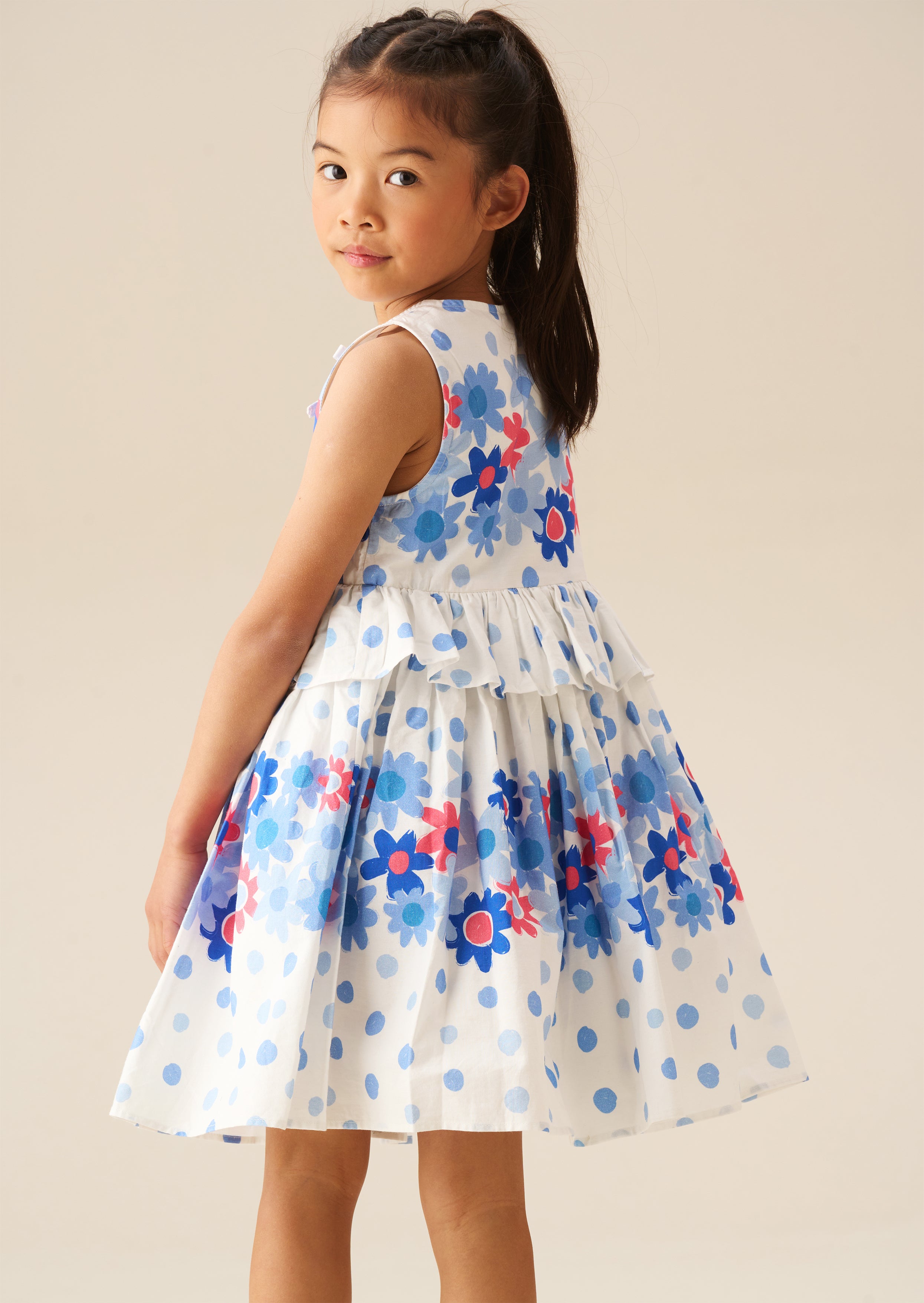 Anais Spot Floral Print Tie Detail Dress