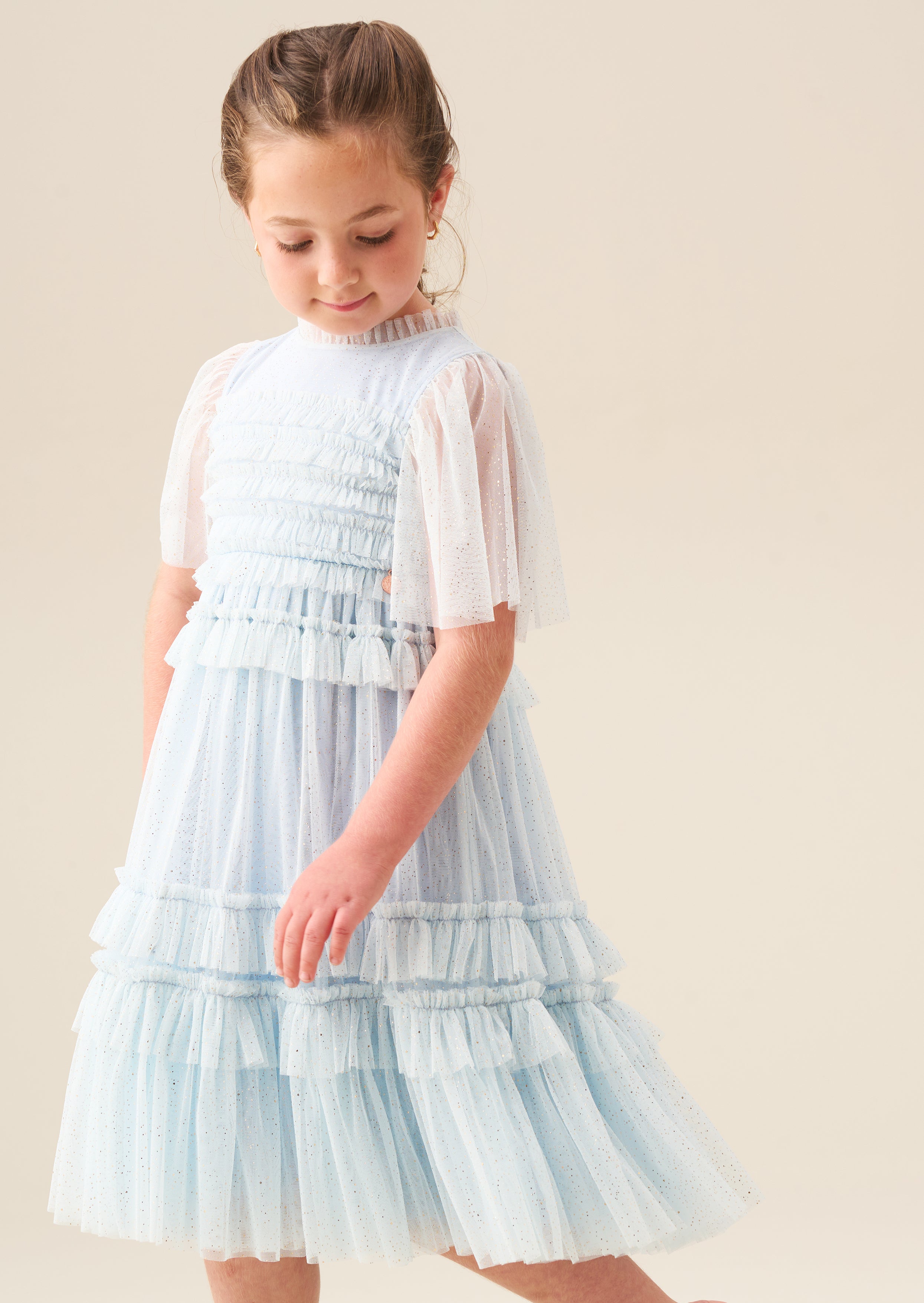 Xeni Ruffle Detail Mesh Dress