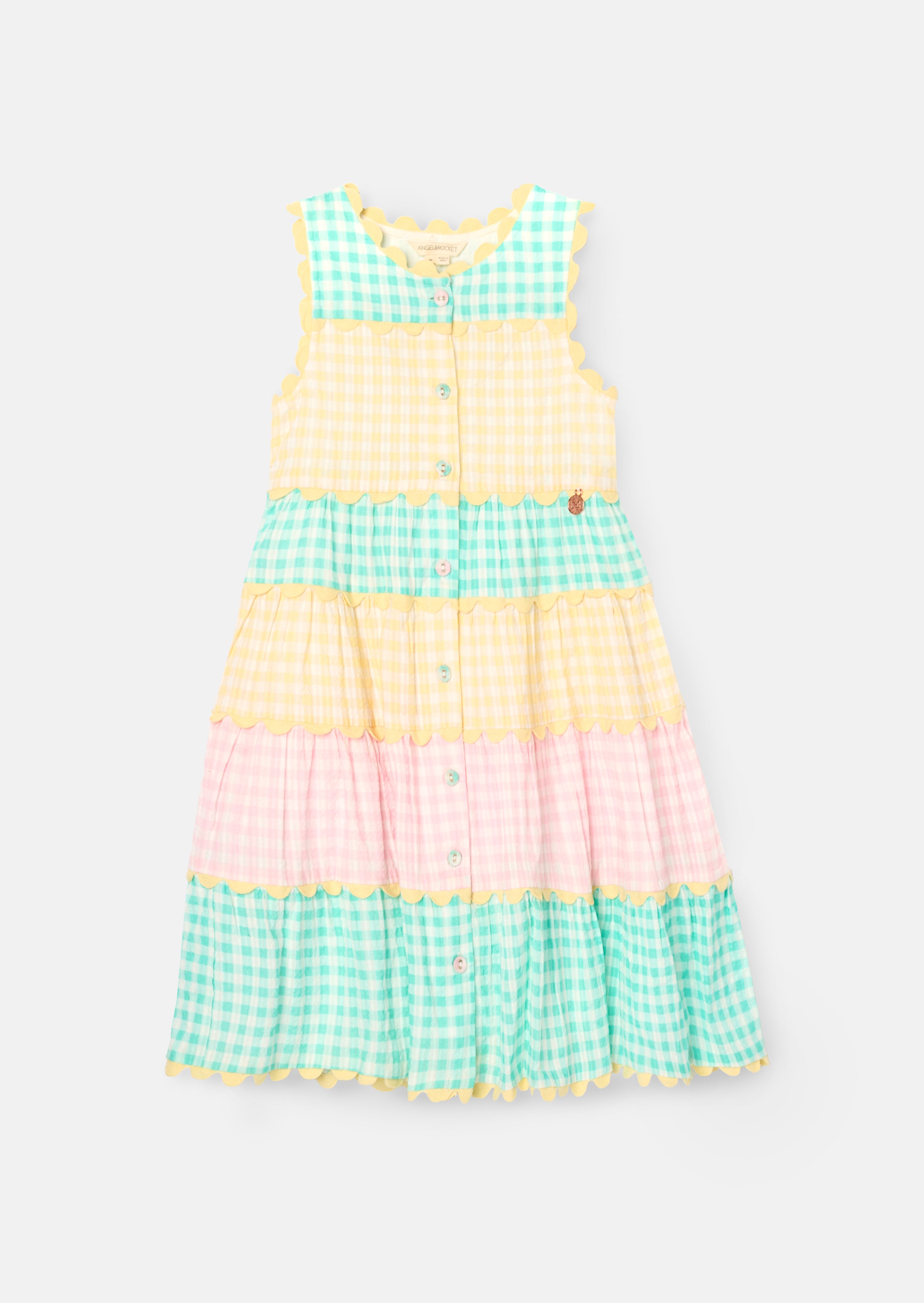 Ginny Pastel Gingham Bow Waist Dress