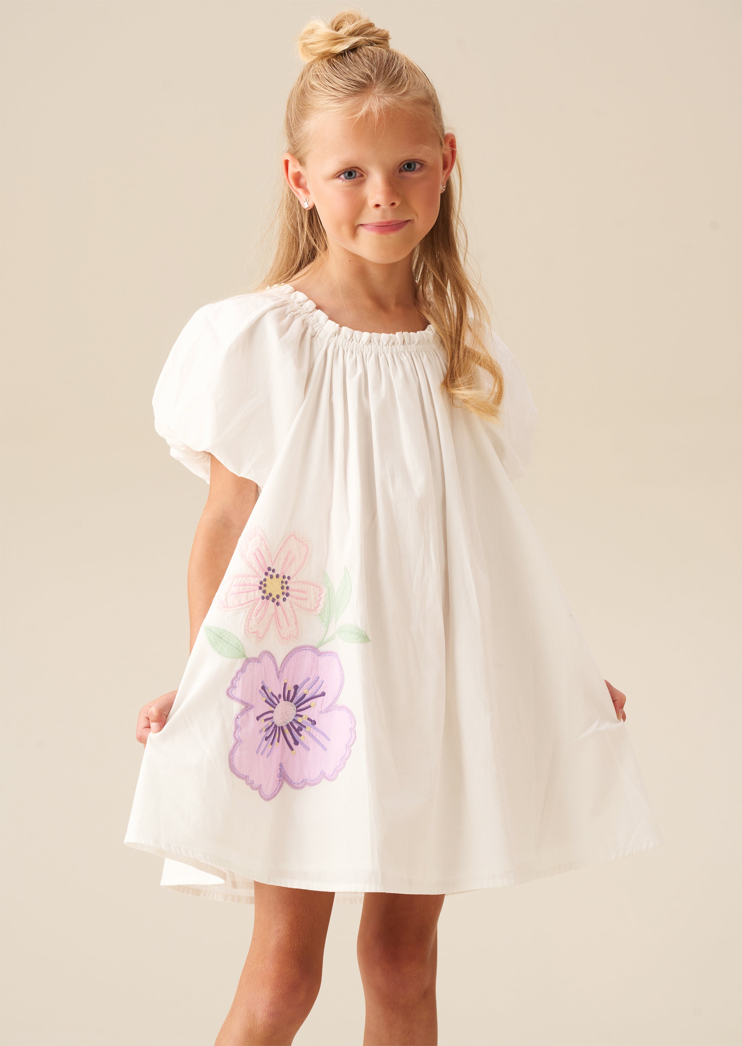 Robe évasée Coletta à manches bouffantes