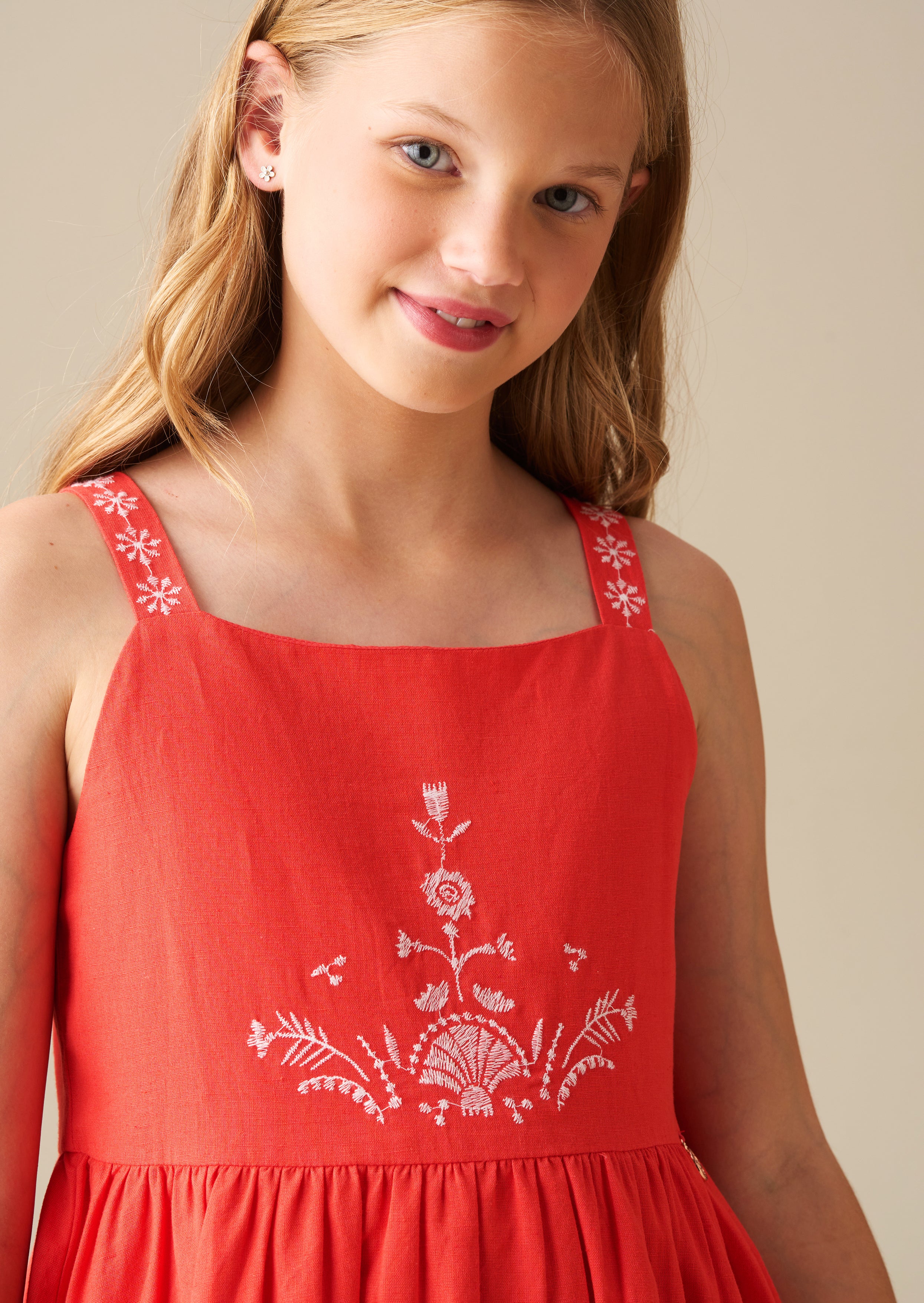 Pippa Red Embroidered Dress
