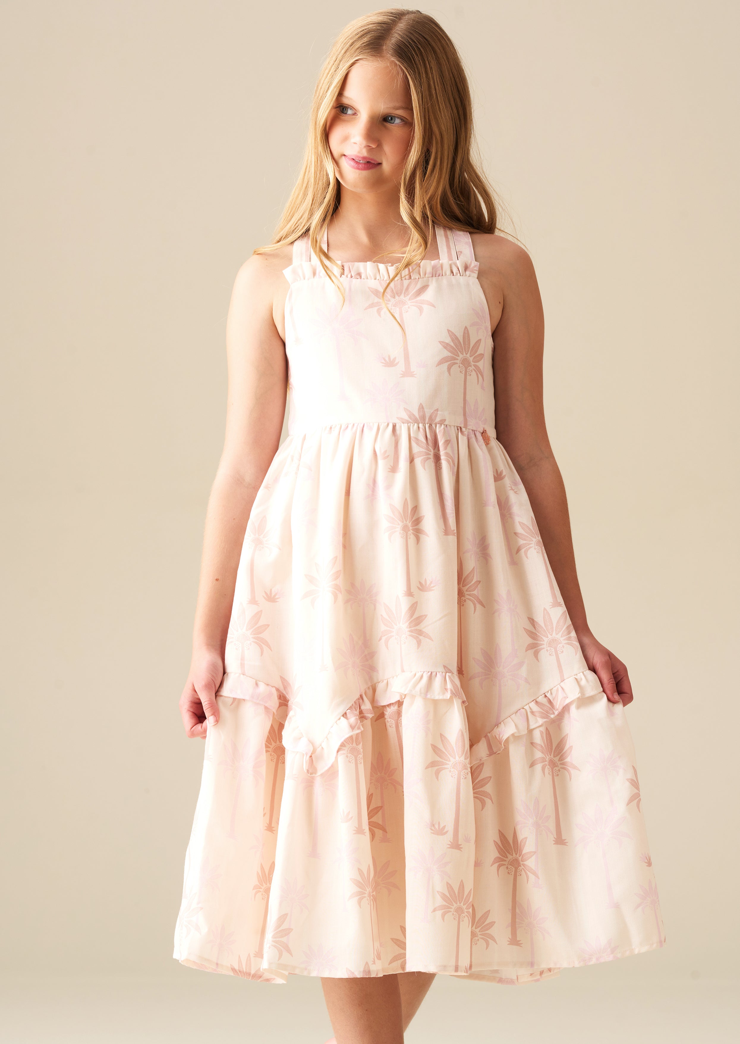 Robe Sarah à imprimé naturel de palmiers