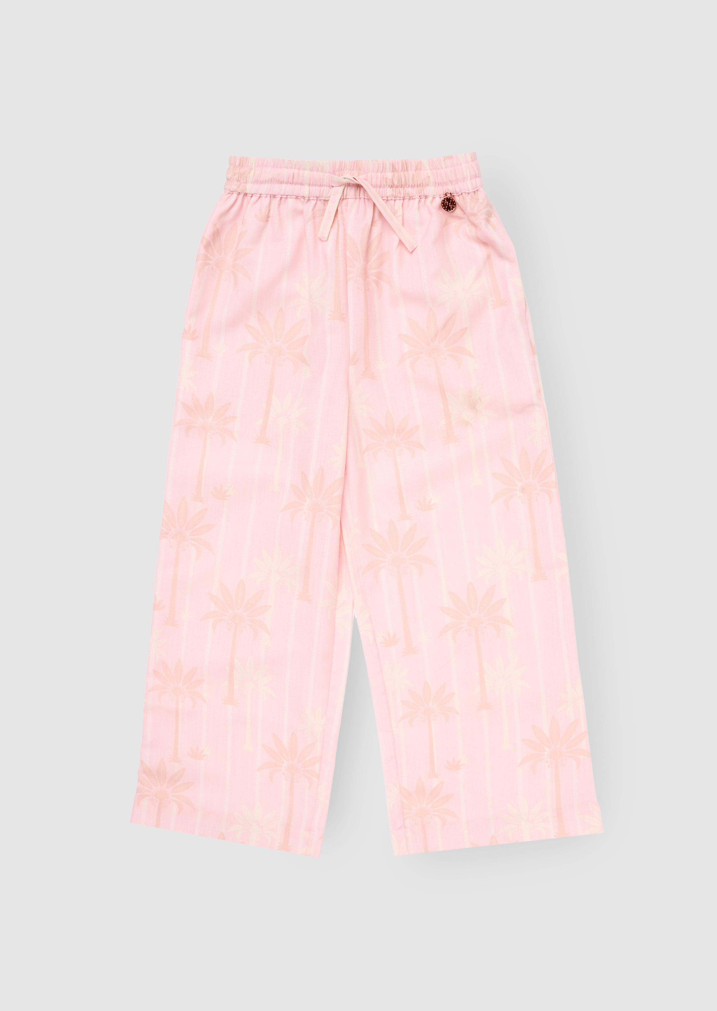Pantalon taille nouée imprimé palmiers Sarah Pink