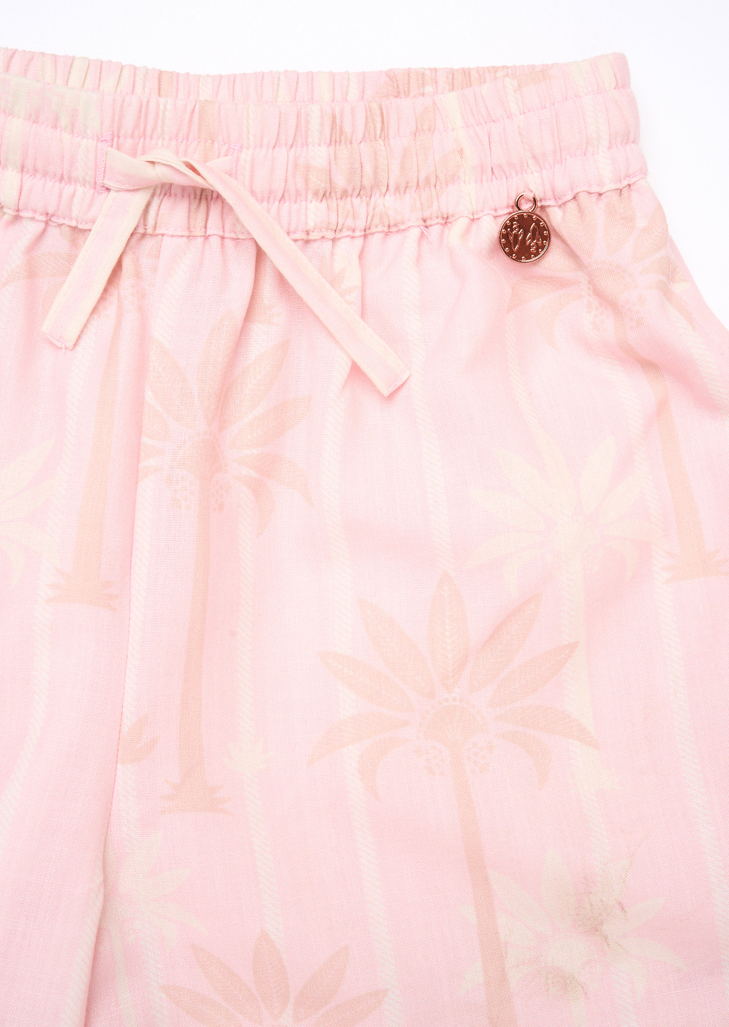 Pantalon taille nouée imprimé palmiers Sarah Pink