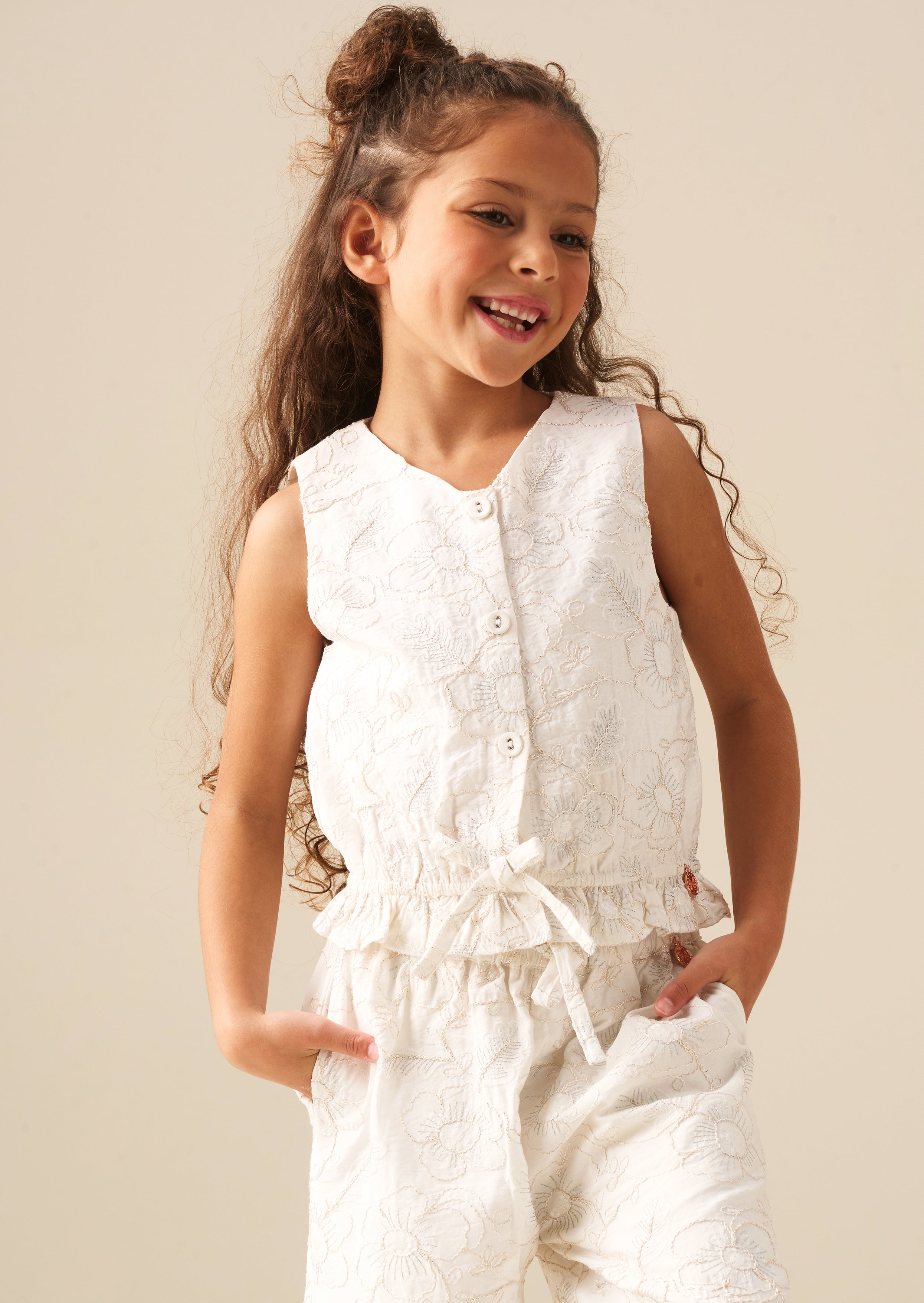 Aurora Floral Embroidered Waistcoat Top