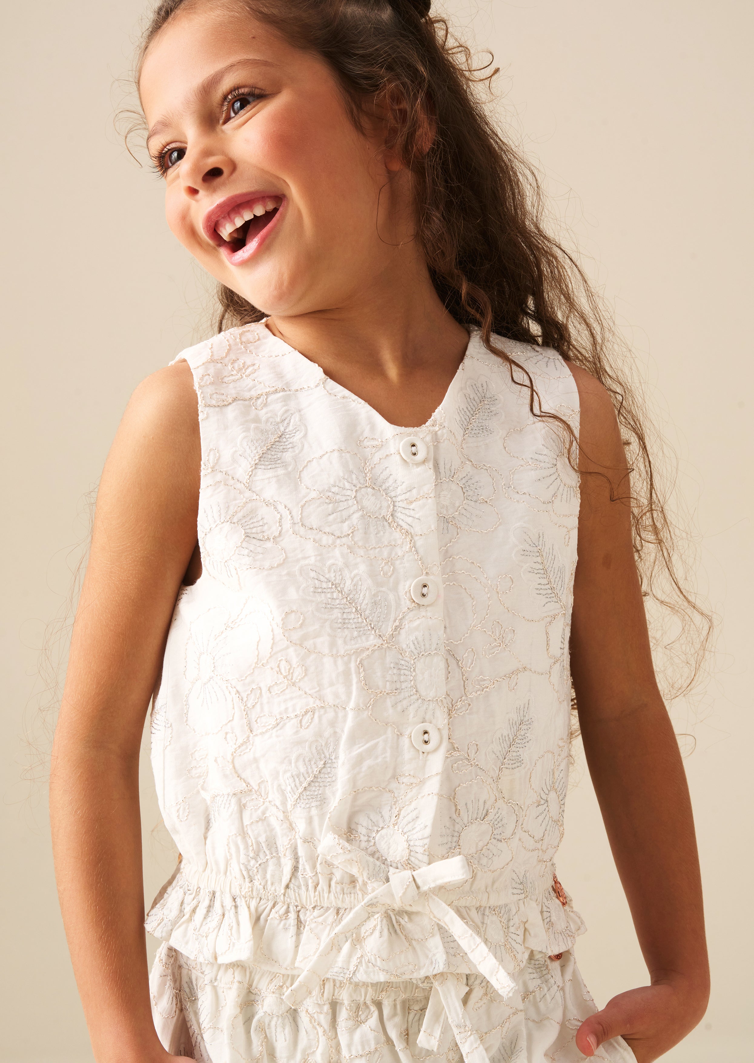 Aurora Floral Embroidered Waistcoat Top