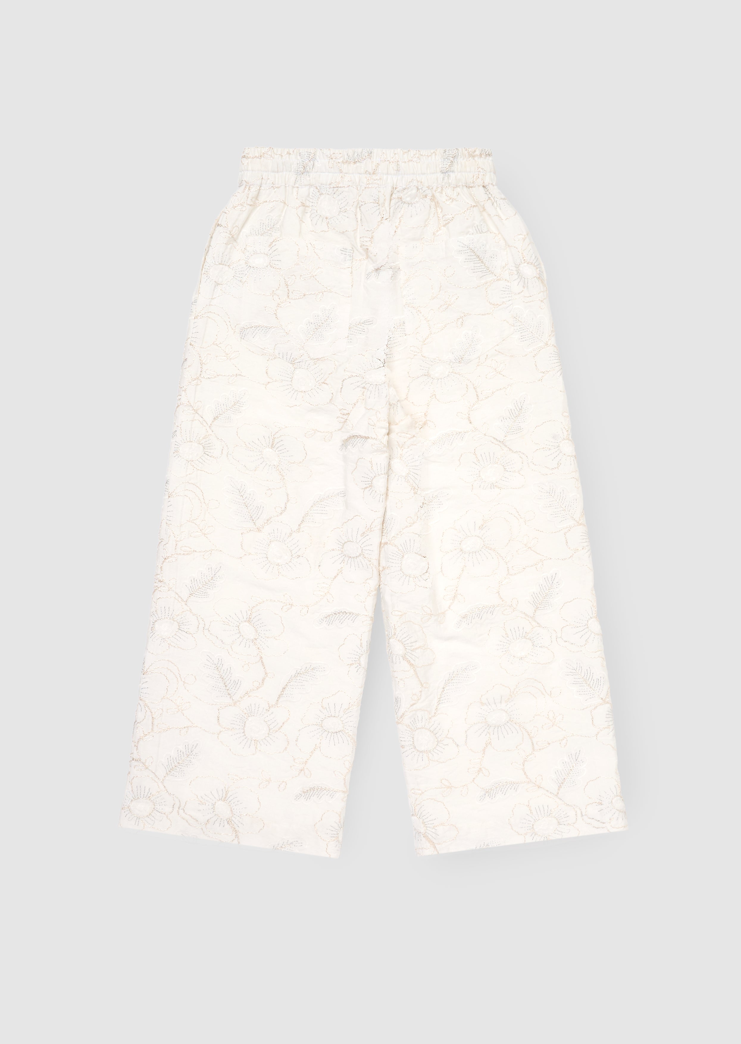 بنطلون خصر مربوط مطرز بنقشة أزهار أورورا