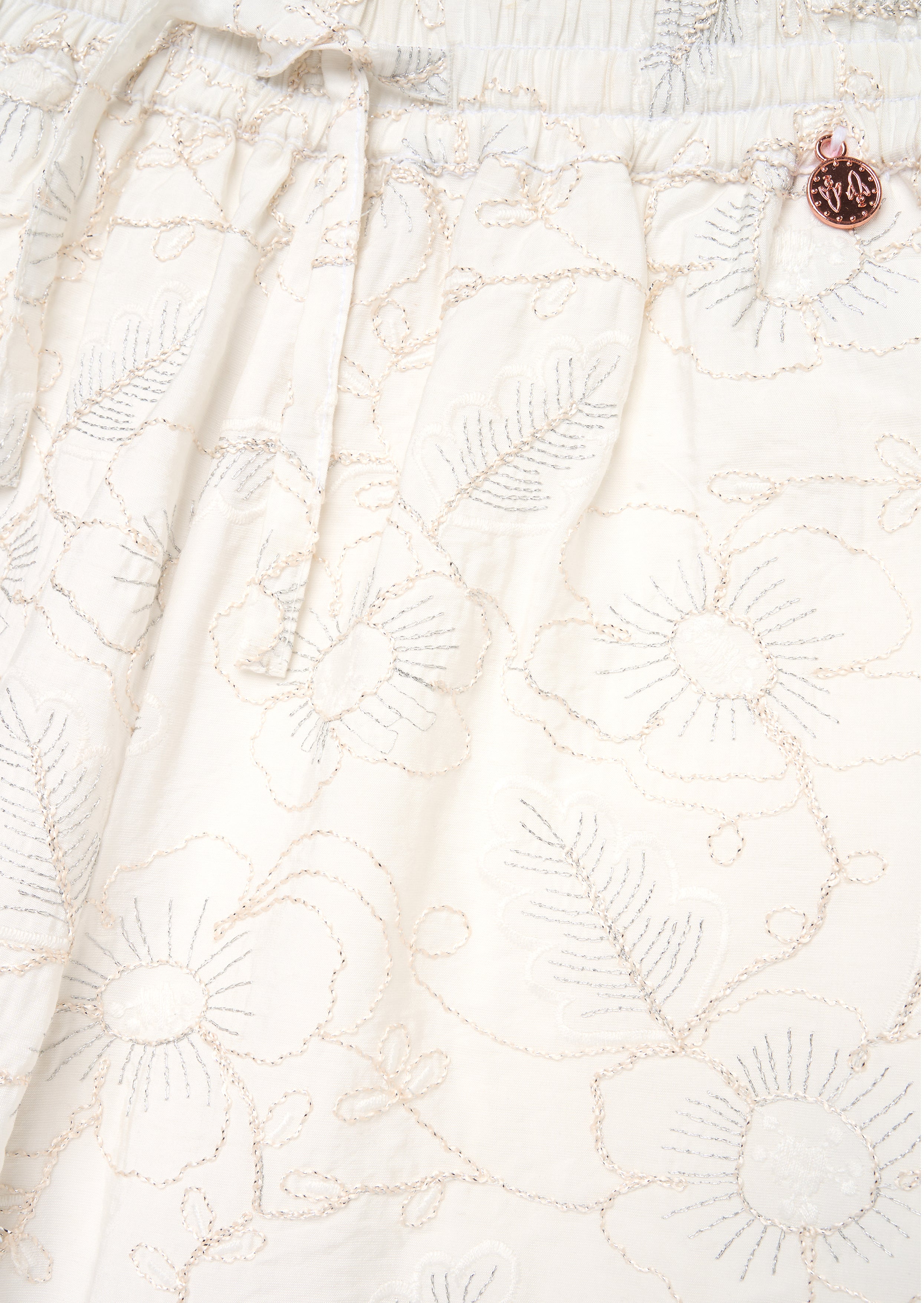 بنطلون خصر مربوط مطرز بنقشة أزهار أورورا