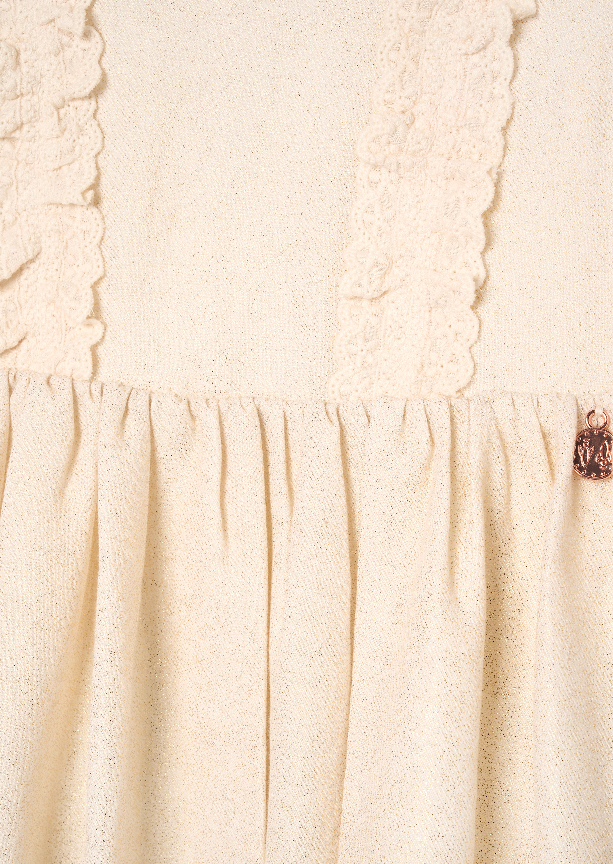 Ava Metallic Schimmer Leinen Kleid mit Spitzenbesatz