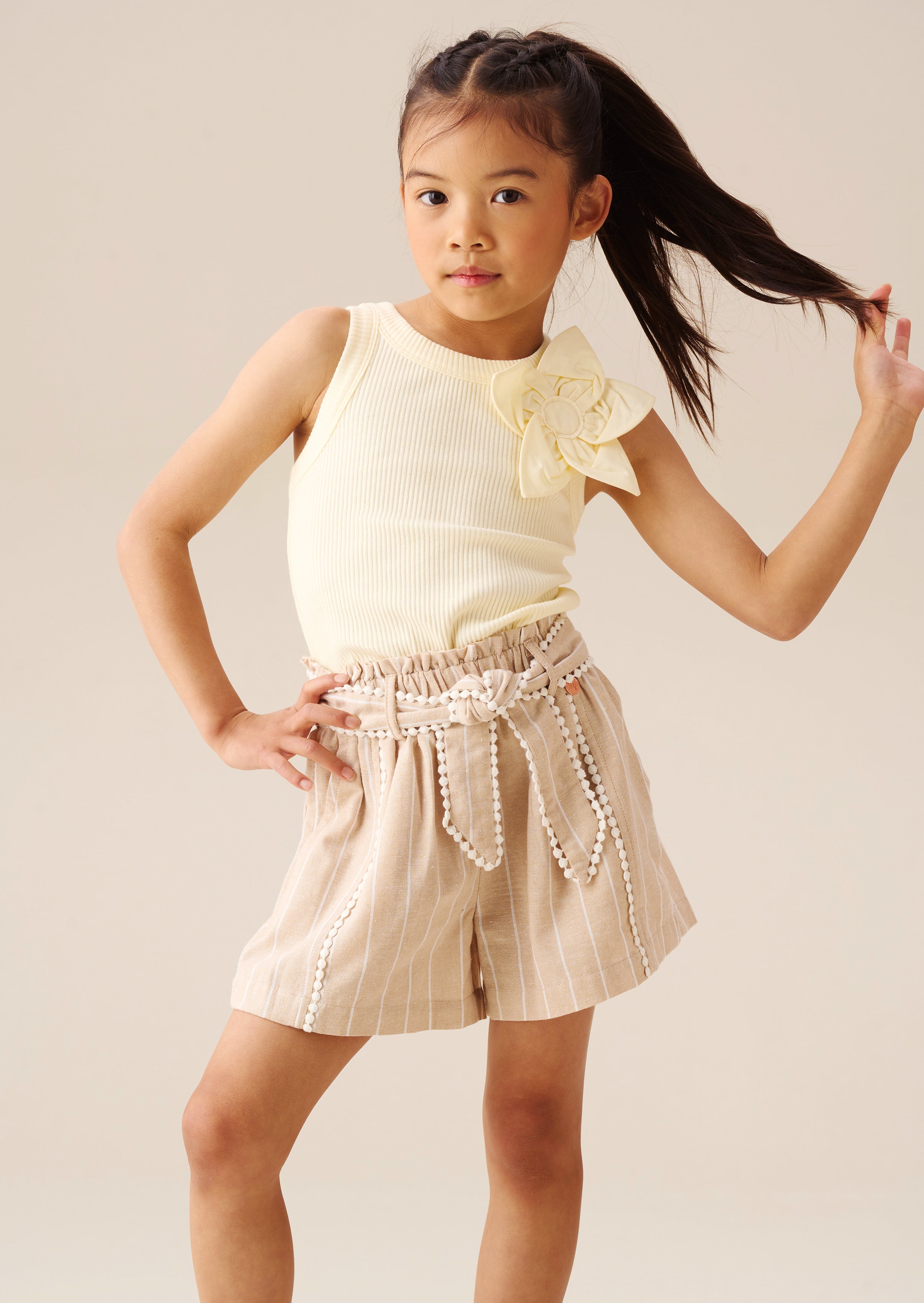 Szorty lniane Jenna Stripe