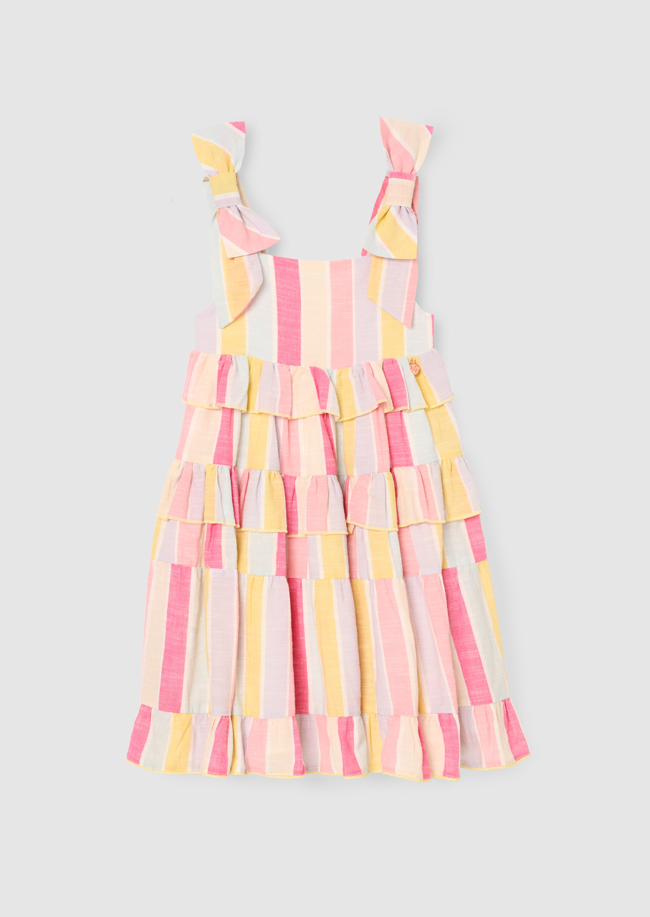 Vestido de capas a rayas pastel Nola