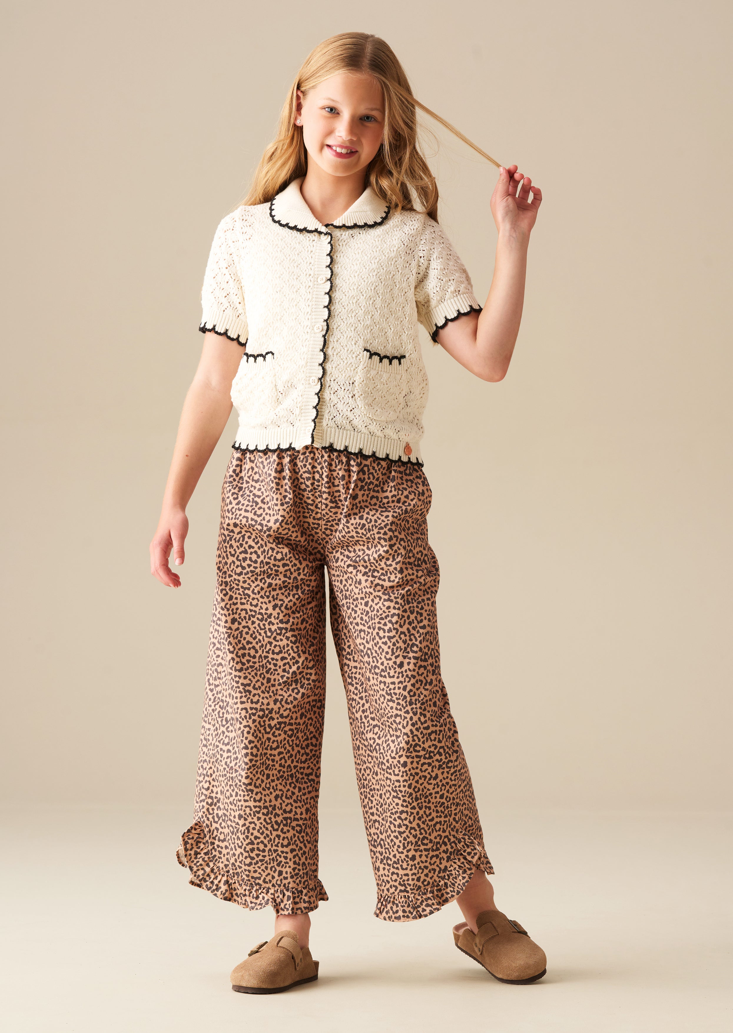 Penny Frill Detail Short Sleeve Cardigan