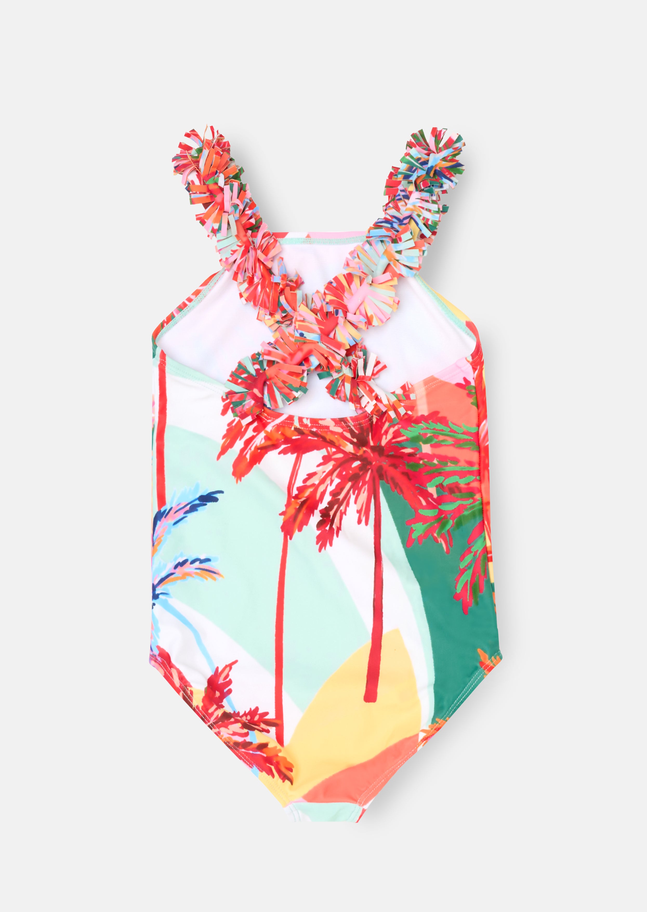 Essie Palm Print Frill Strap Swimsuit
