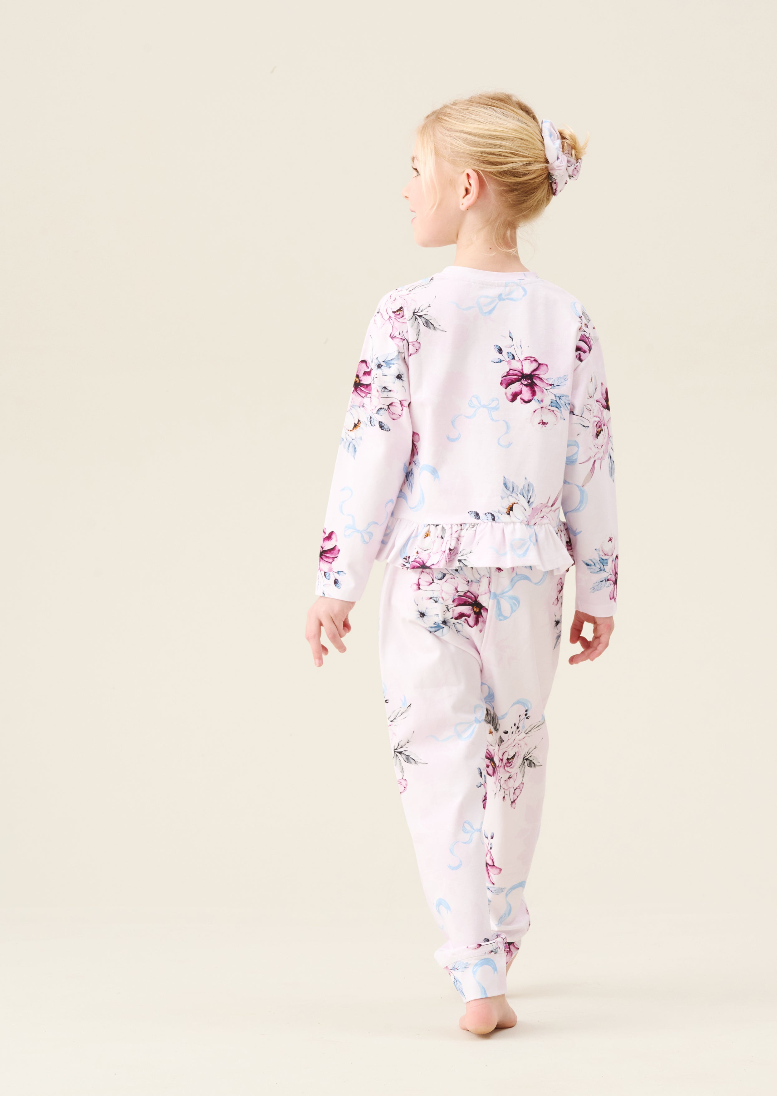 Paloma Pink Blumenmuster Schlafanzug mit Schleifen und Rüschen