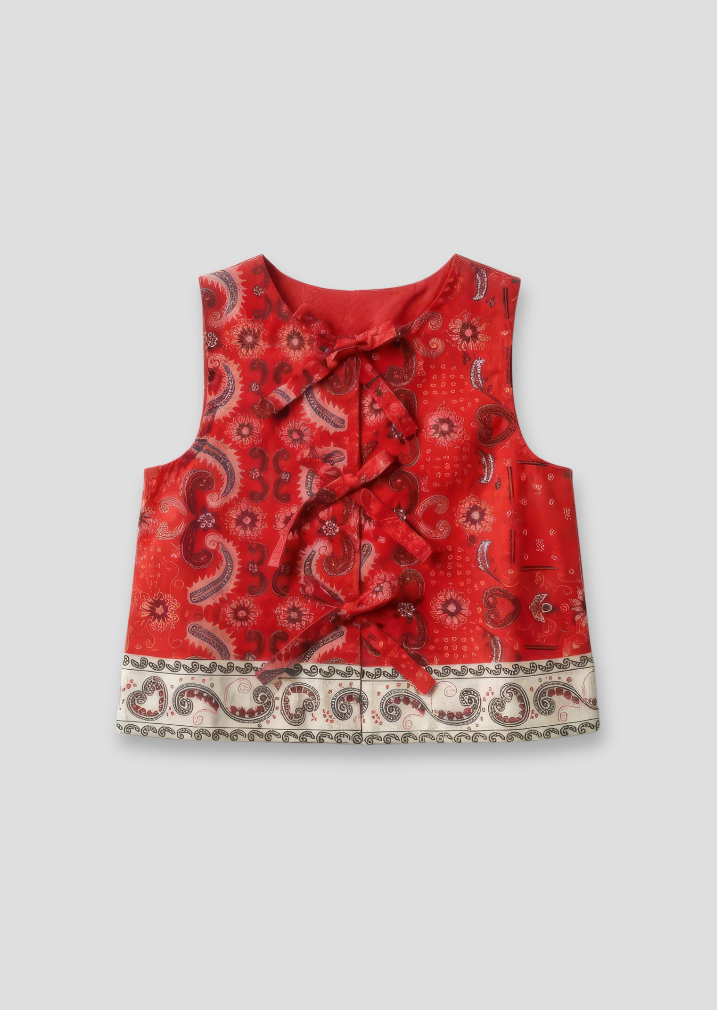 بلوزة آفا بطبعة ربطة أمامية على شكل منديل