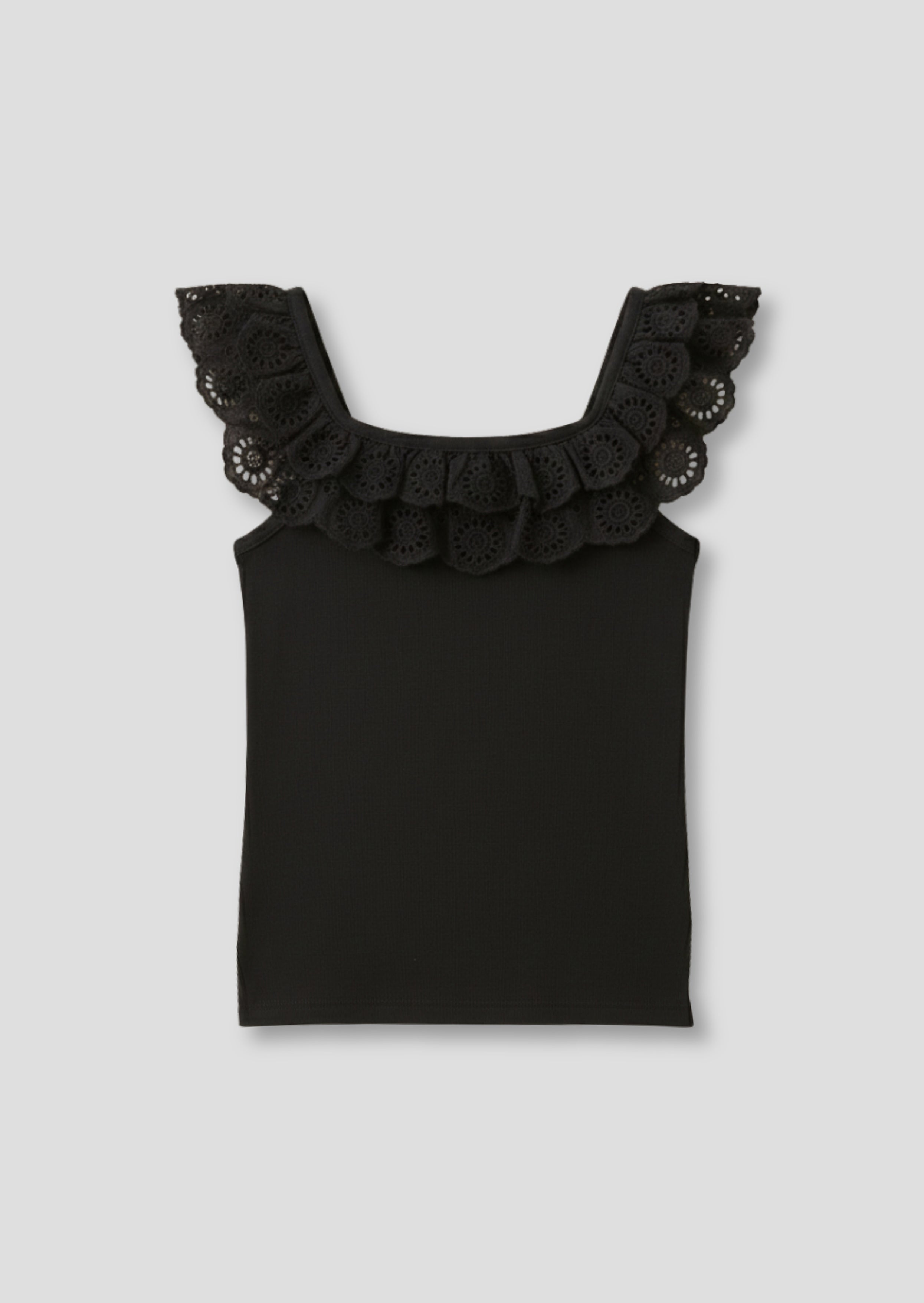 Top gilet con volant in broderie Jess