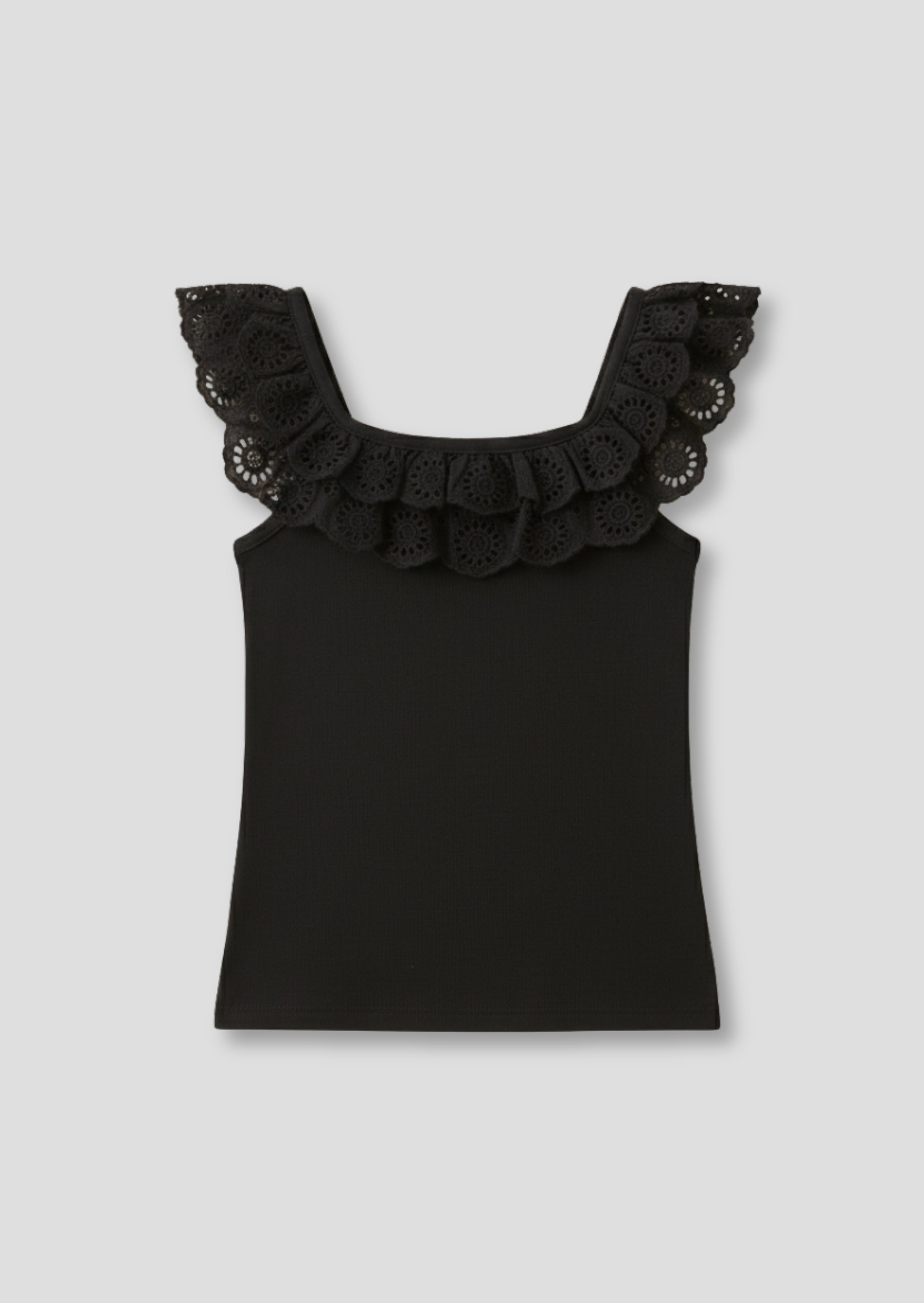 Top gilet con volant in broderie Jess