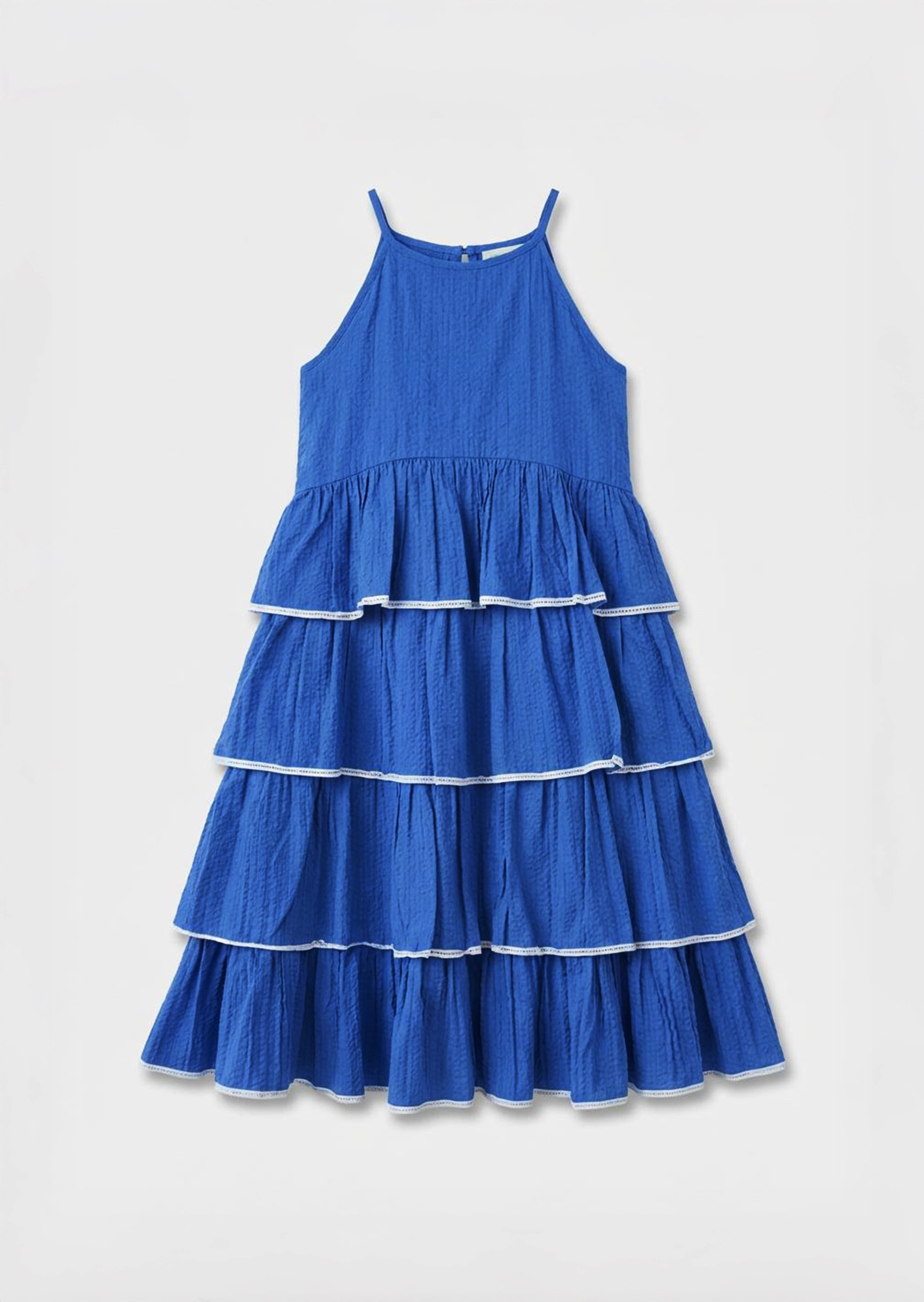 Lois gestuftes Seersucker-Kleid