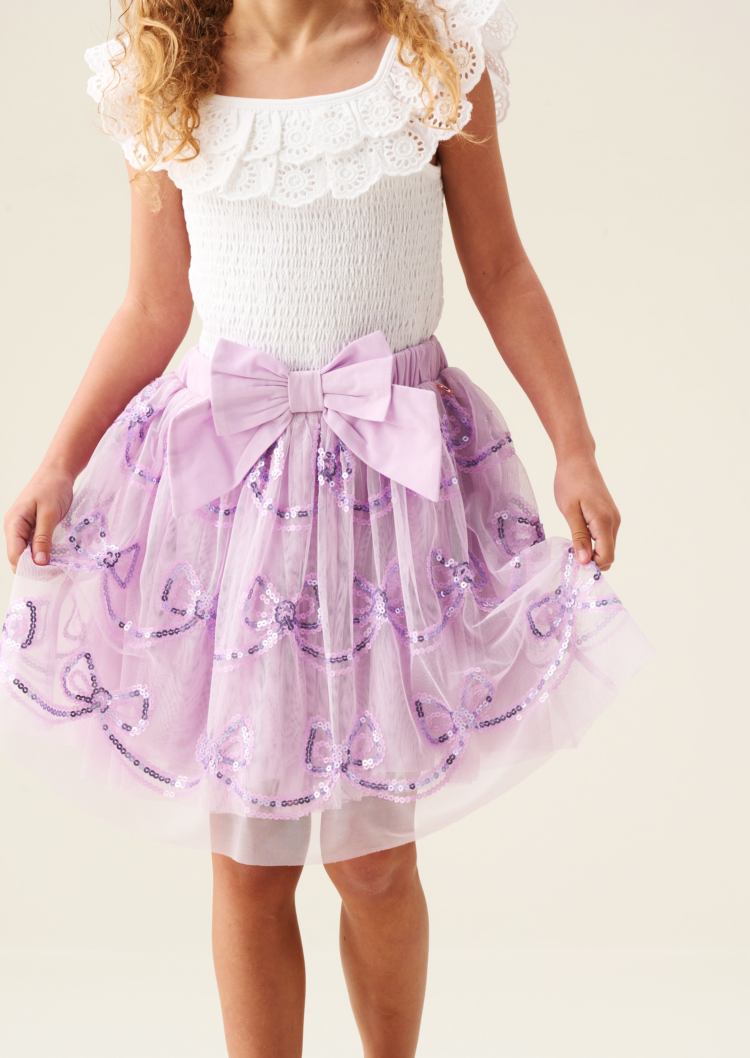 Delta Purple Bow Sequin Skirt