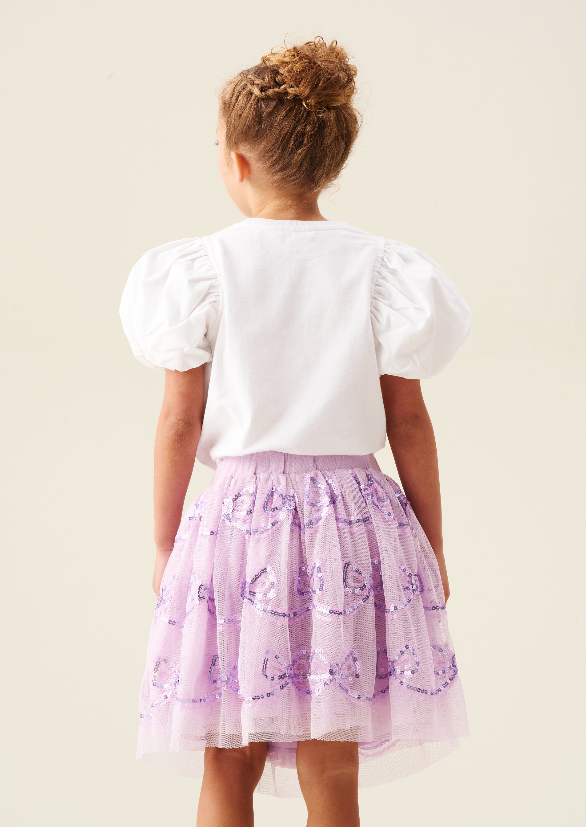 Gonna con Paillettes Viola a Fiocco Delta