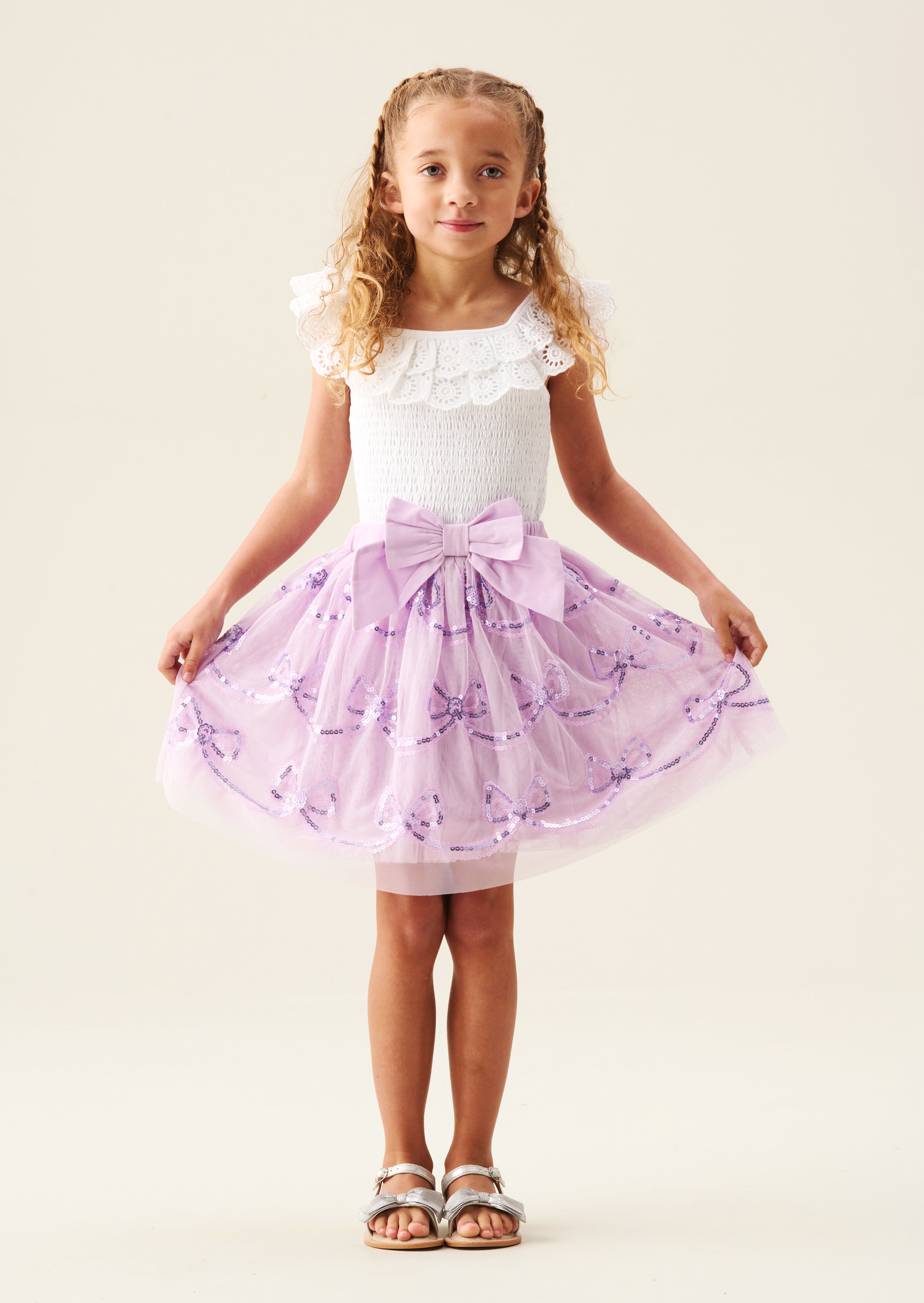 Gonna con Paillettes Viola a Fiocco Delta