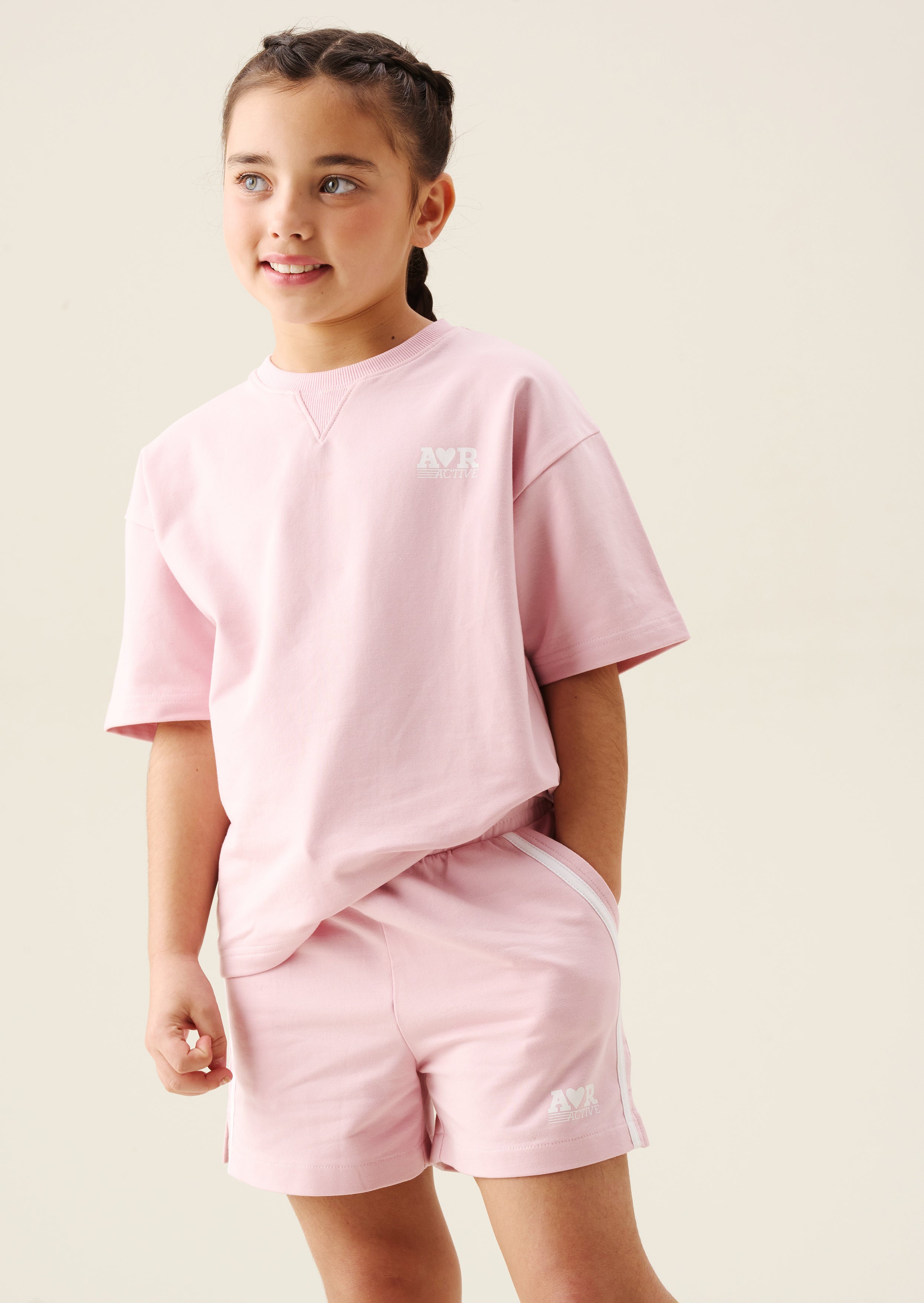 Short Romy rose à bande latérale