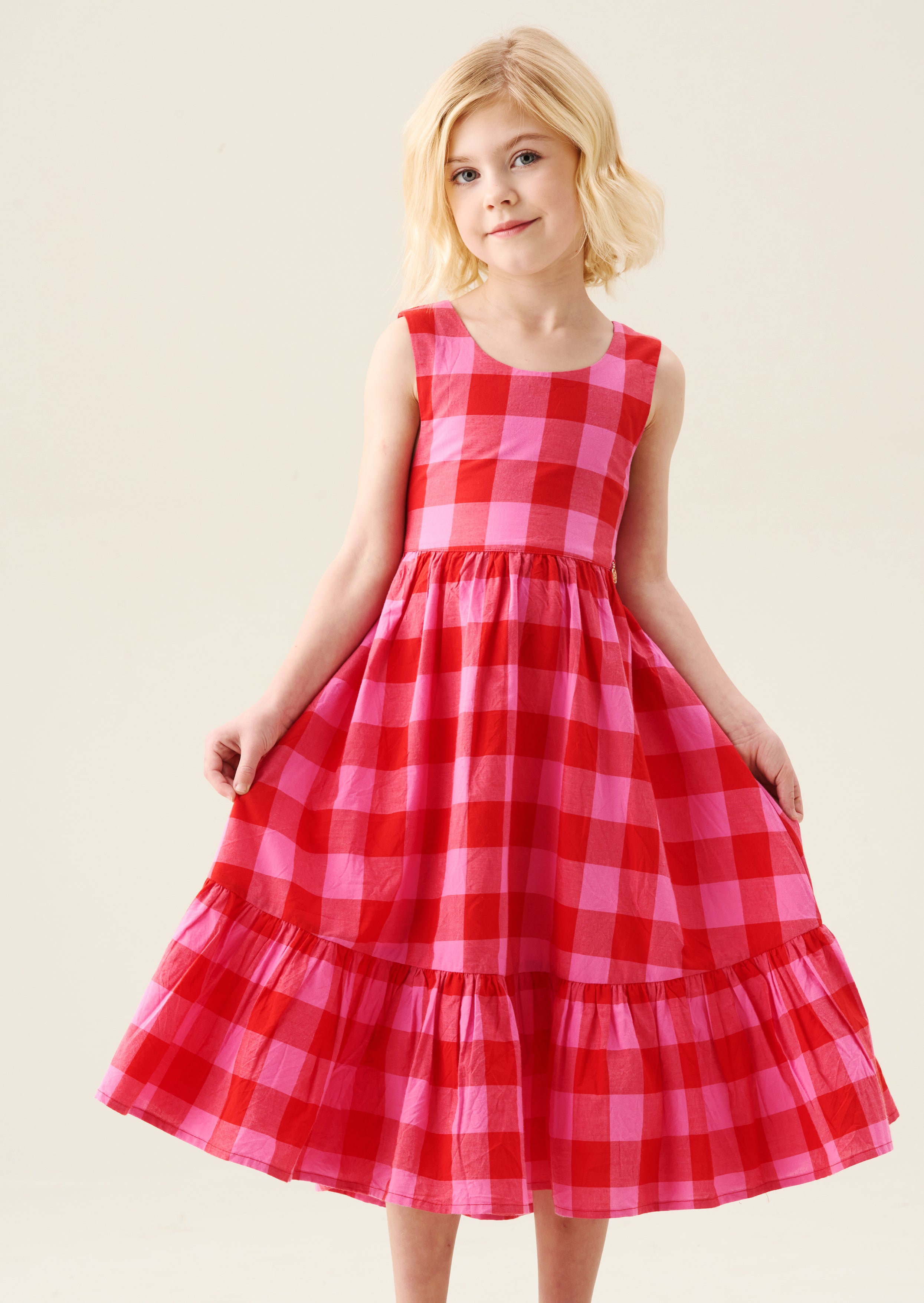 Vestido de cuadros vichy rosa Bella