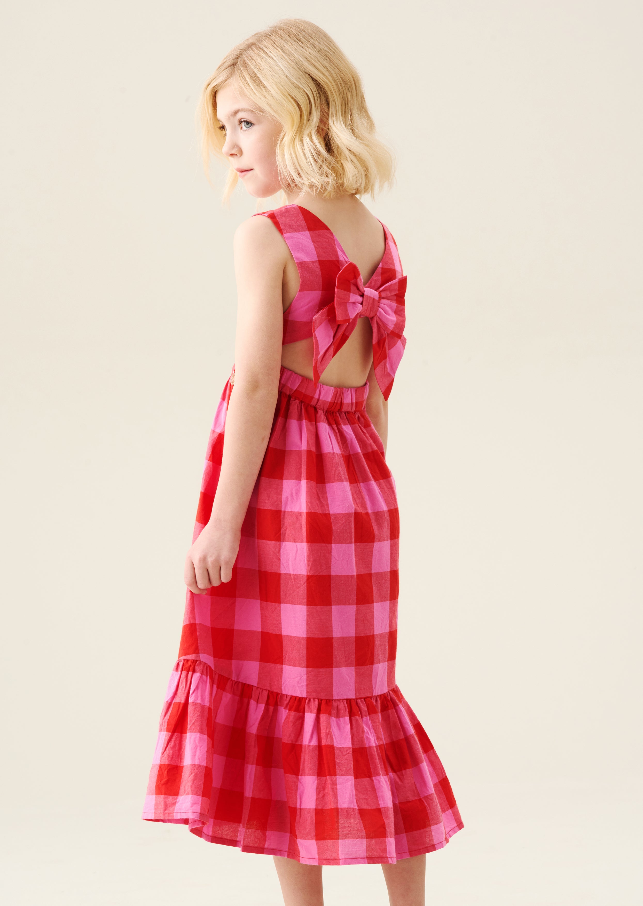 Vestido de cuadros vichy rosa Bella