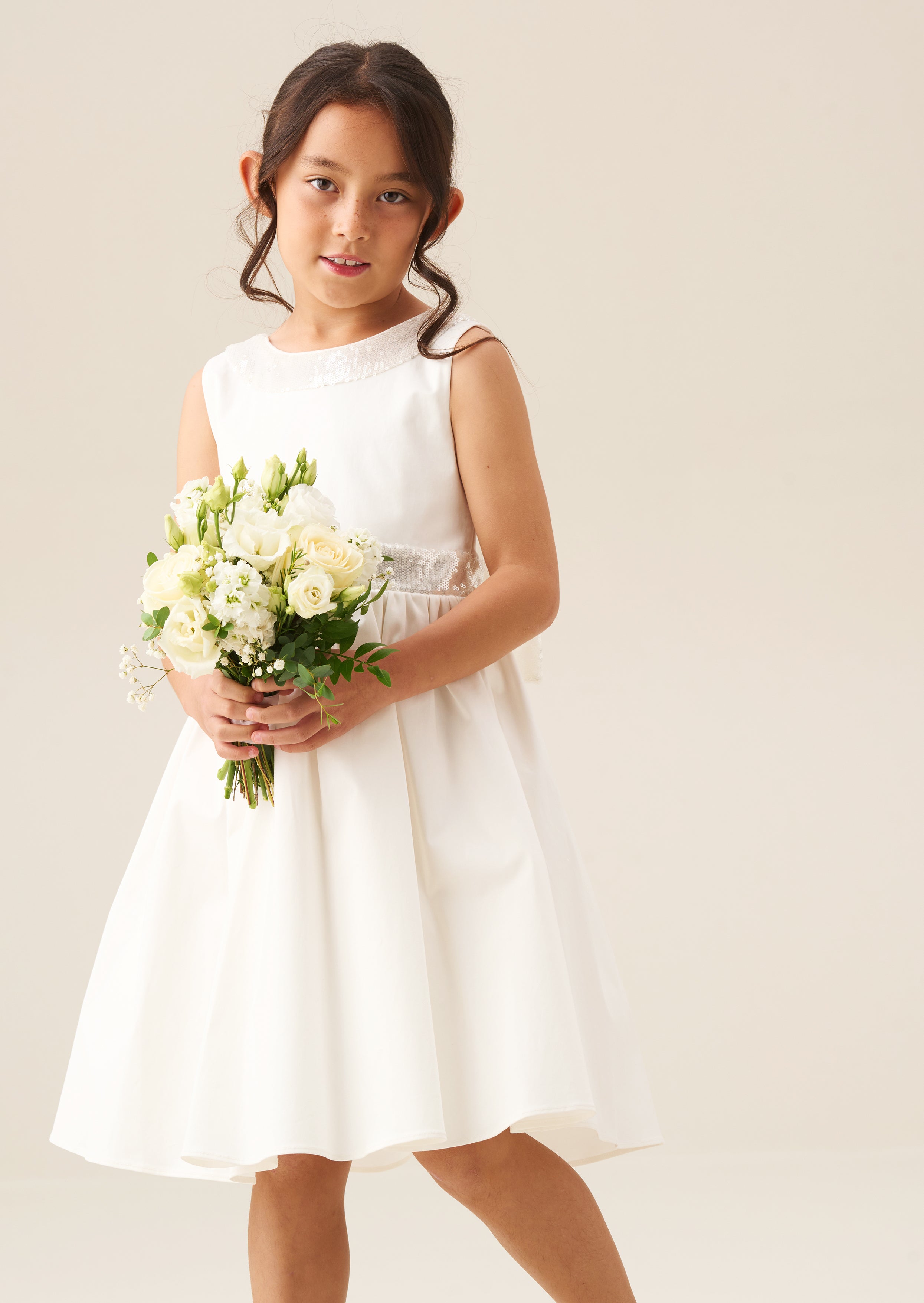 Vestito Cassidy Avorio con Fiocco e Paillettes