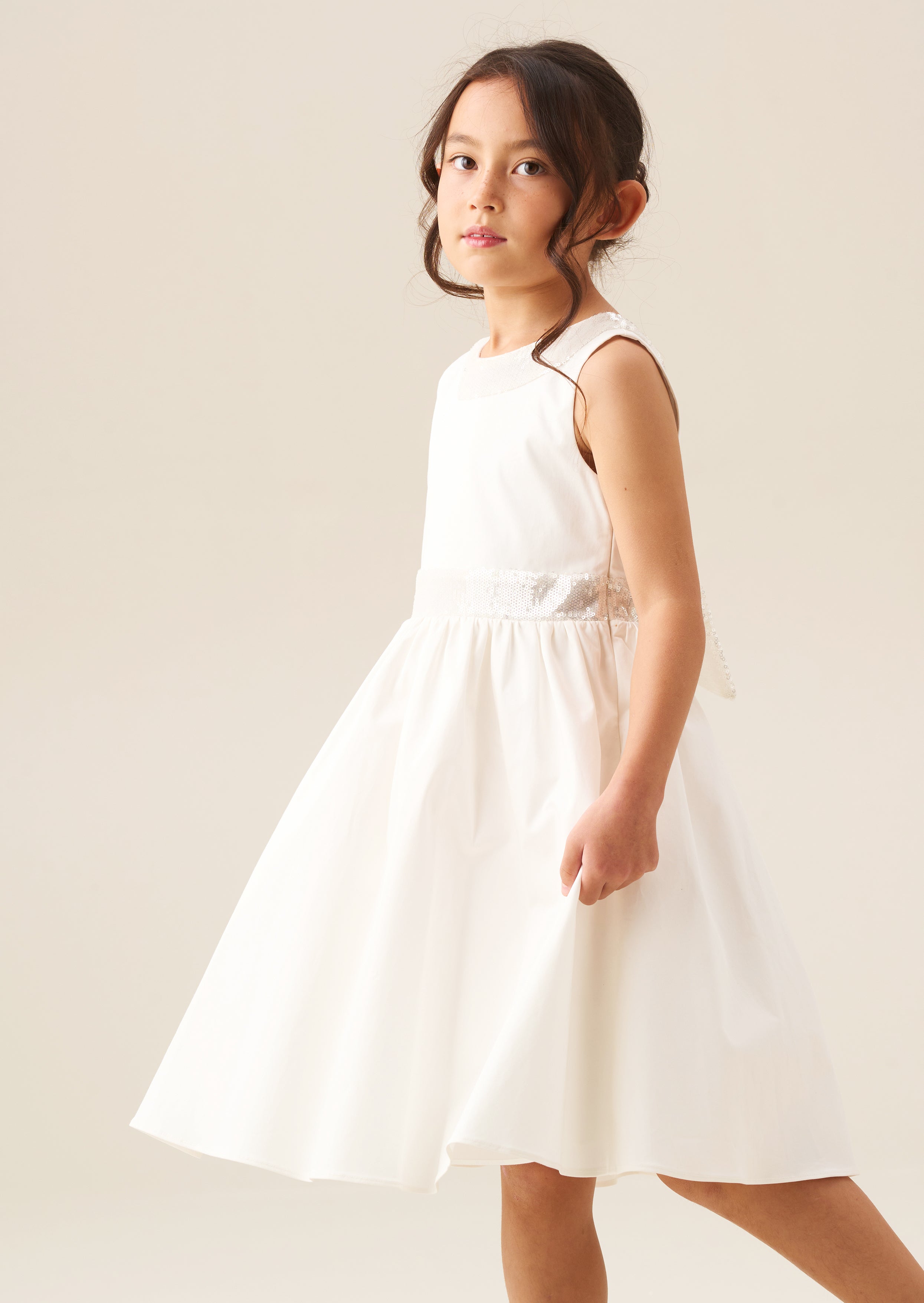 Vestito Cassidy Avorio con Fiocco e Paillettes