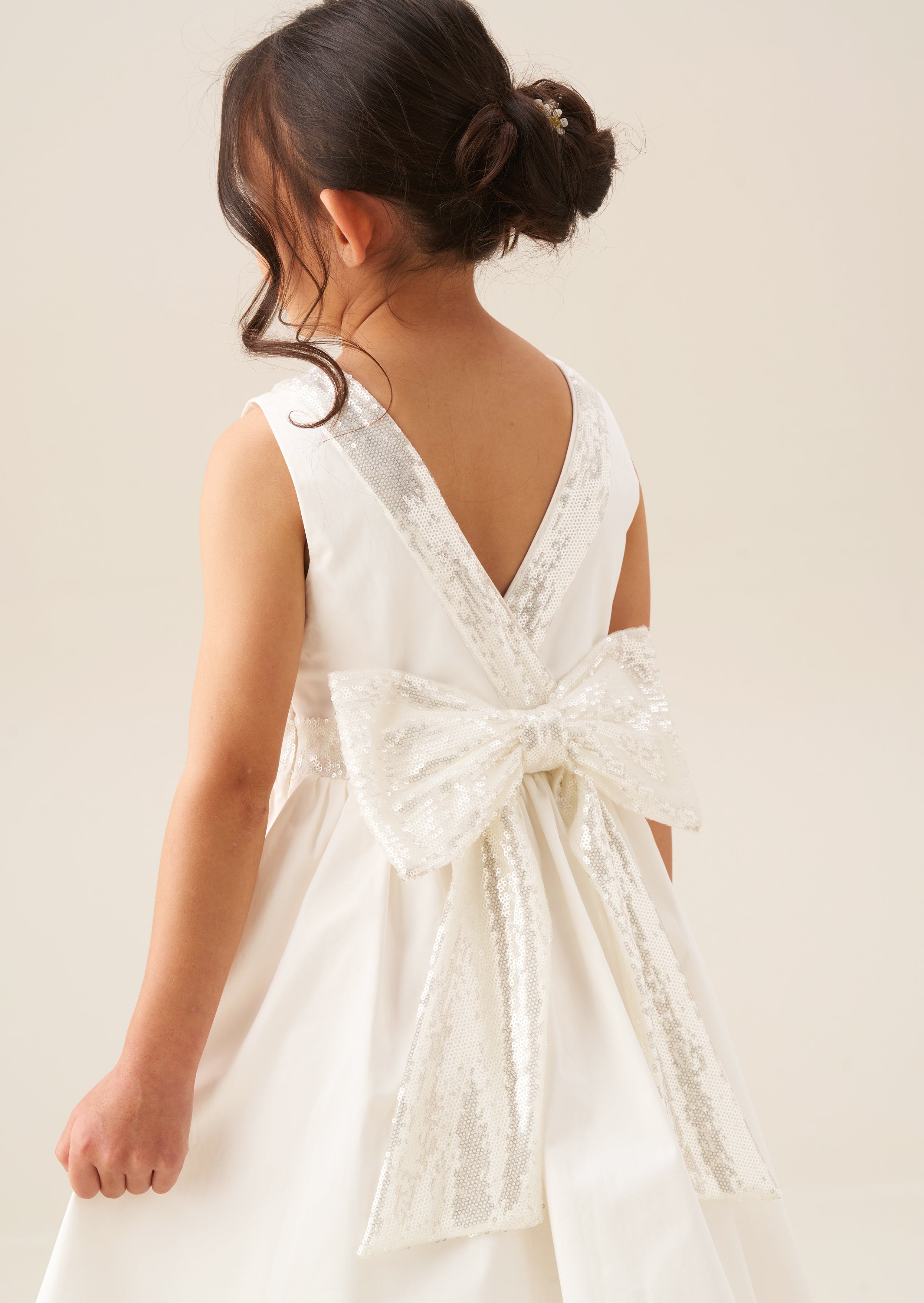 Vestito Cassidy Avorio con Fiocco e Paillettes