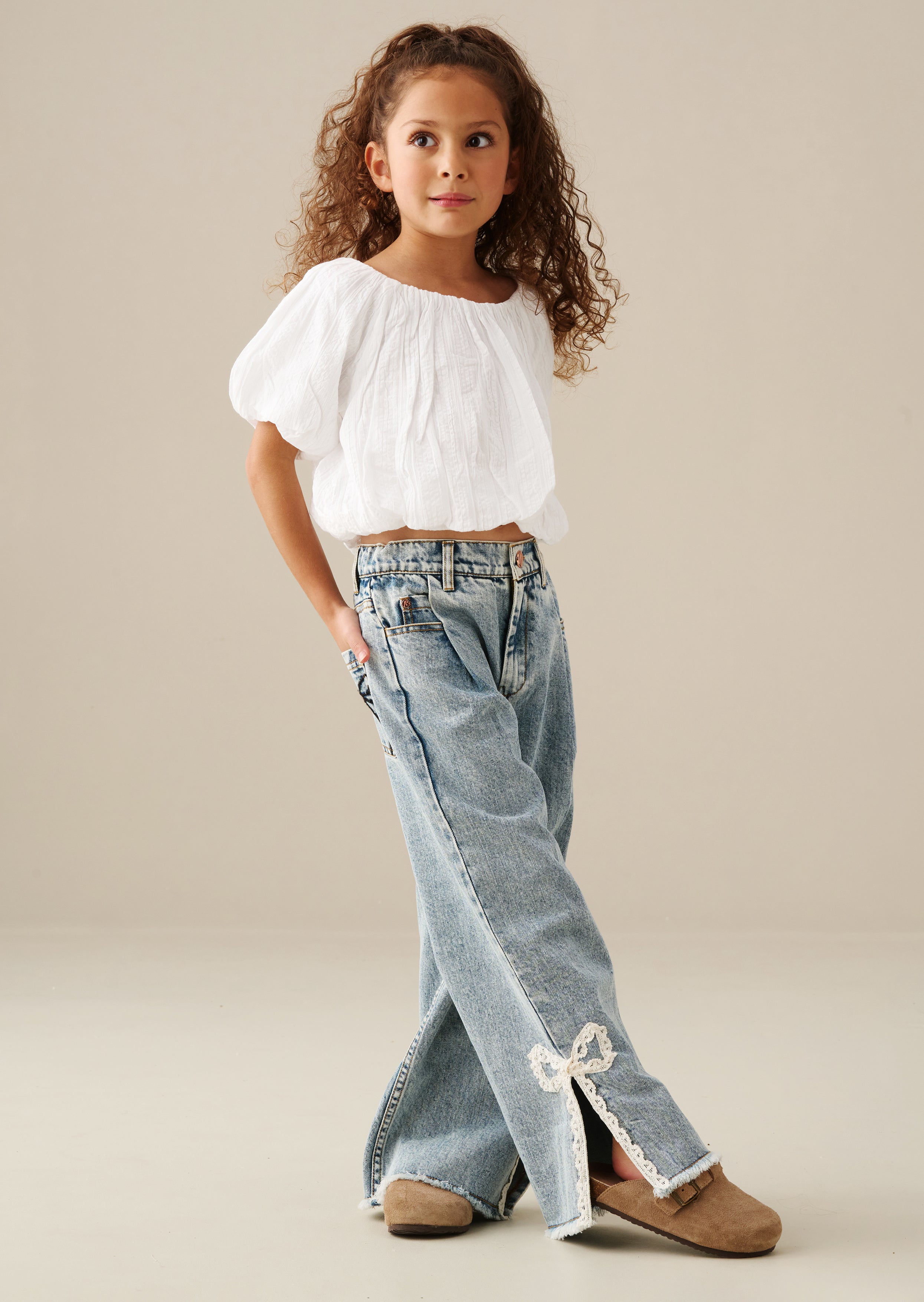 Lena Bow Detail Straight Leg Jean