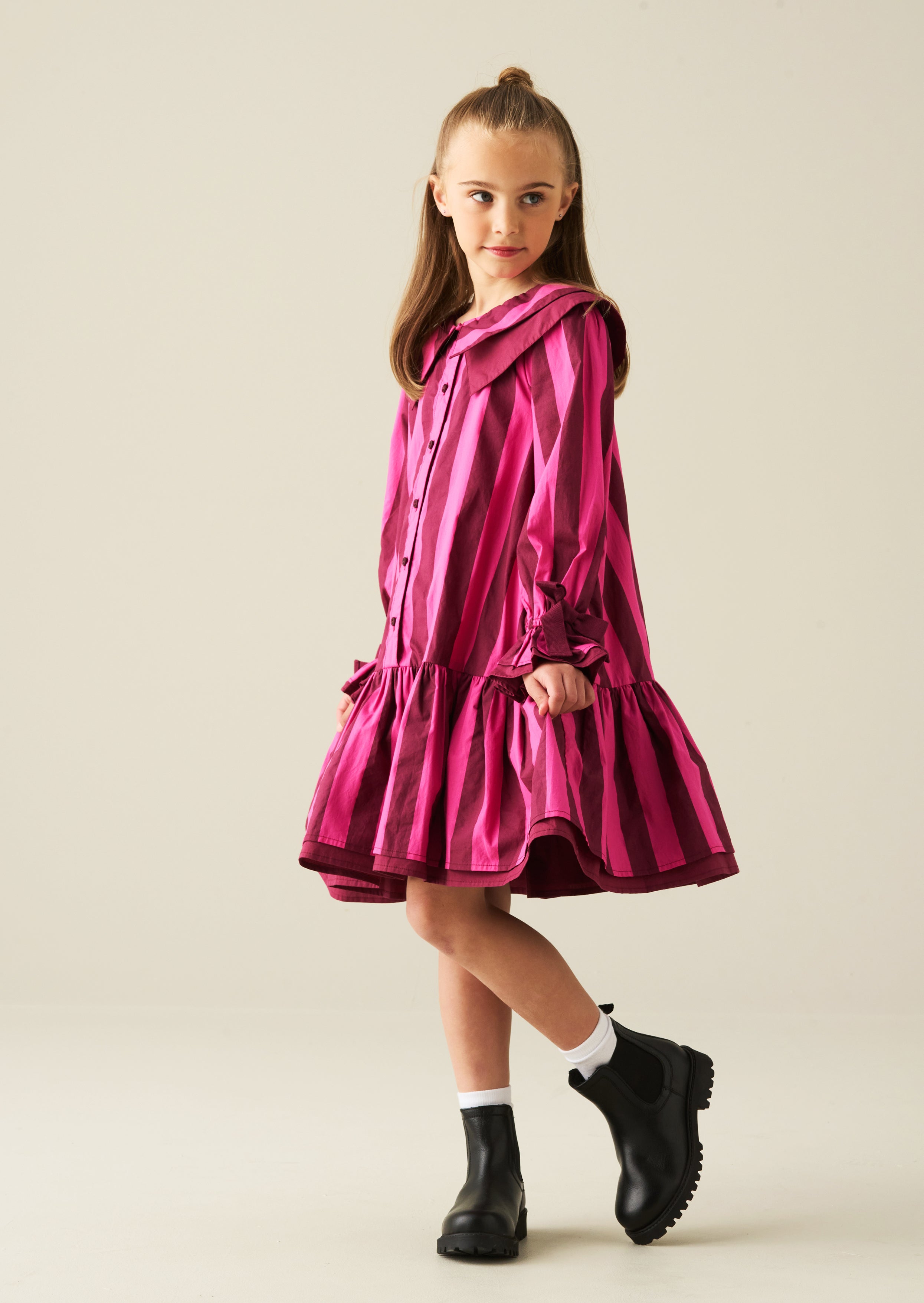 Frankie Stripe Double Collar Dress