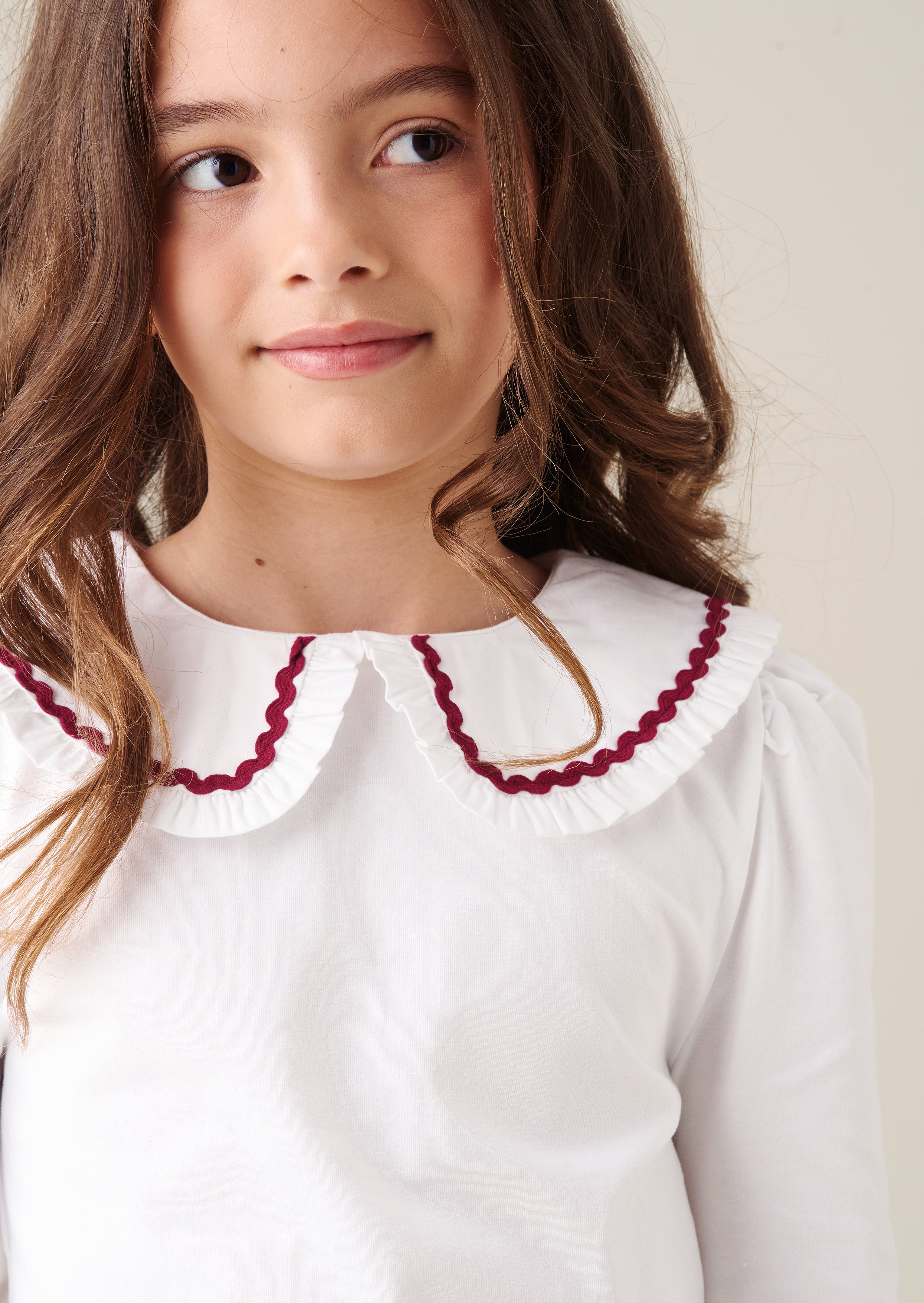 Trinity Woven Collar Long Sleeve Top