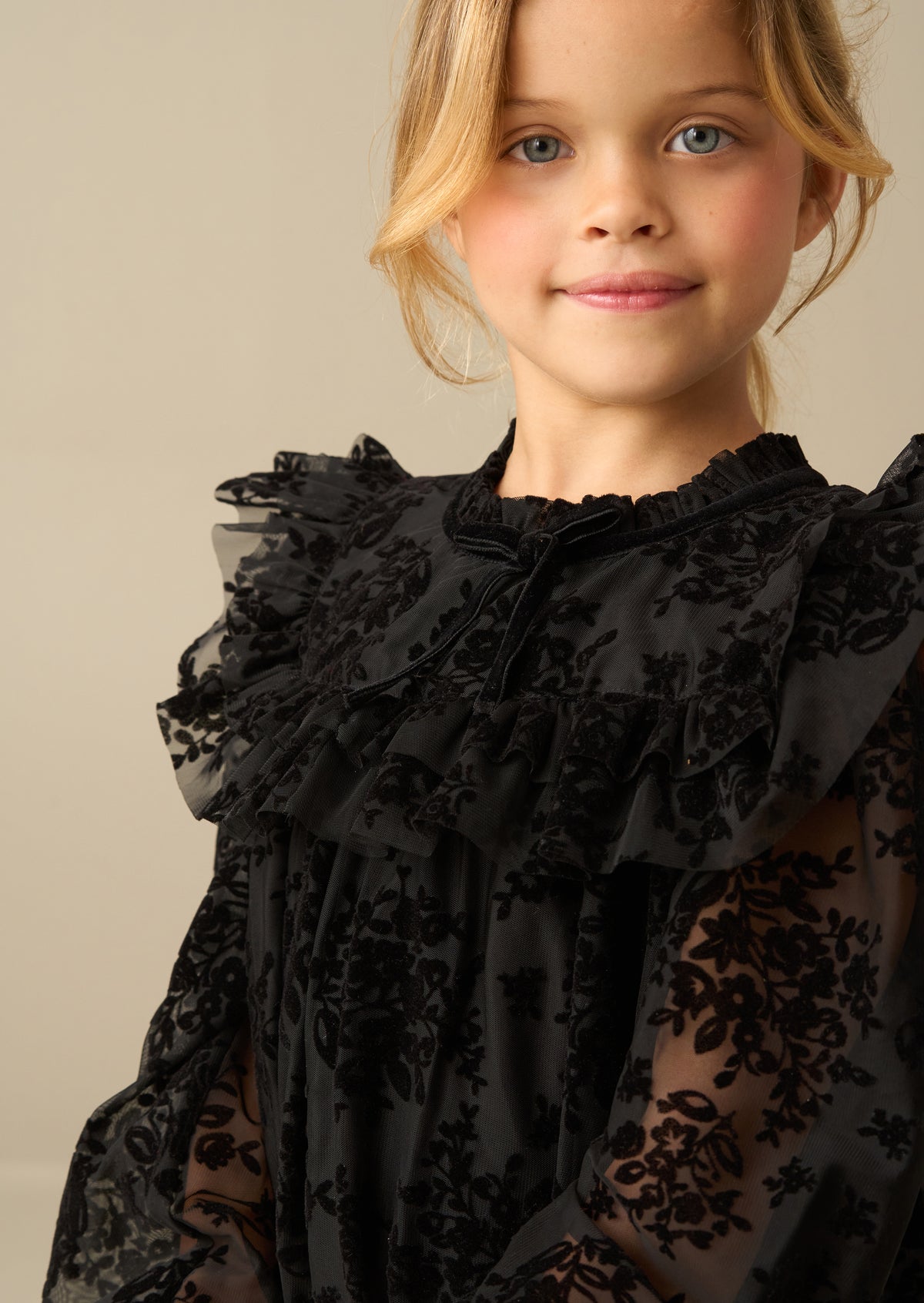 Nova Flocked Mesh Dress