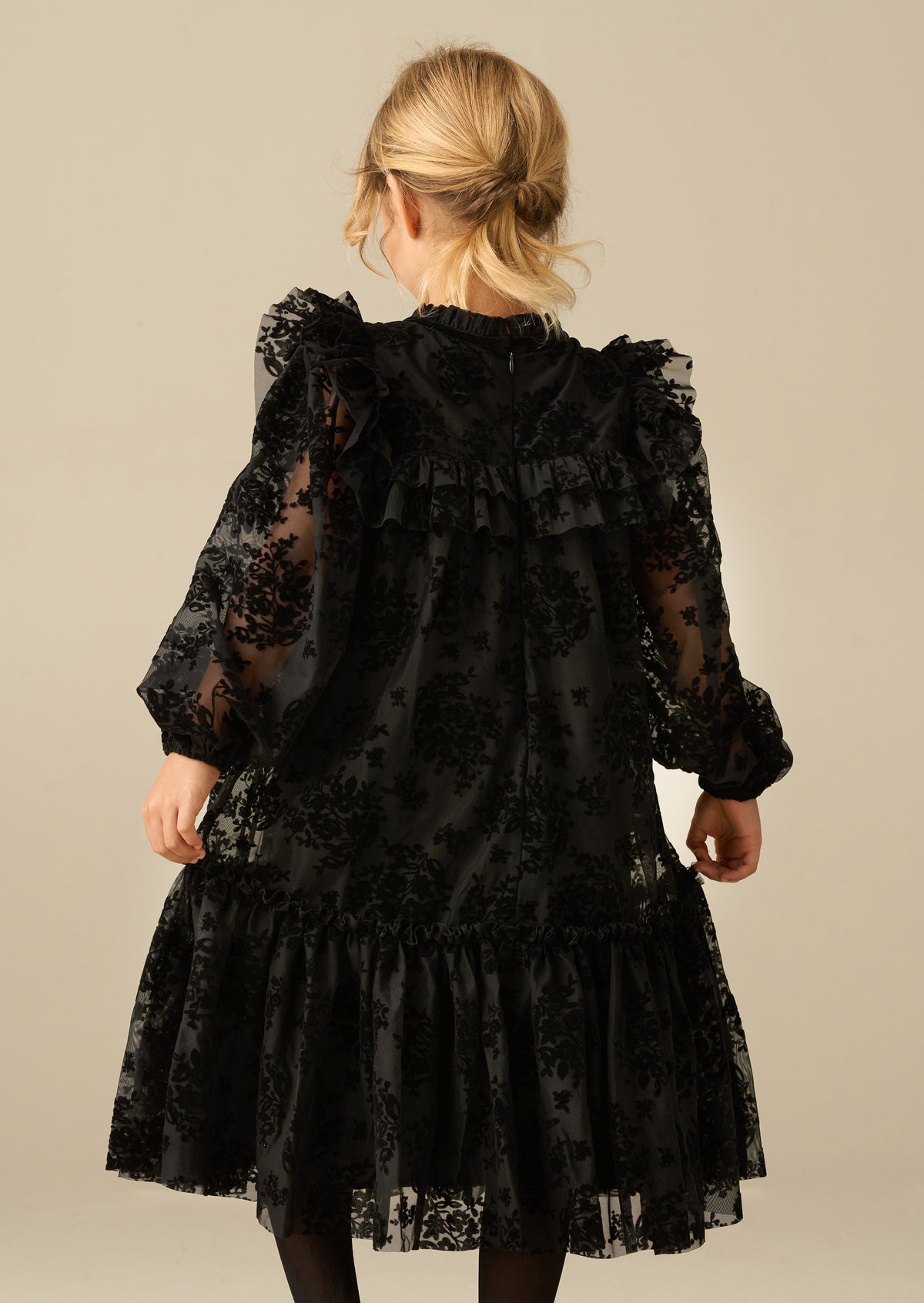 Nova Flocked Mesh Dress