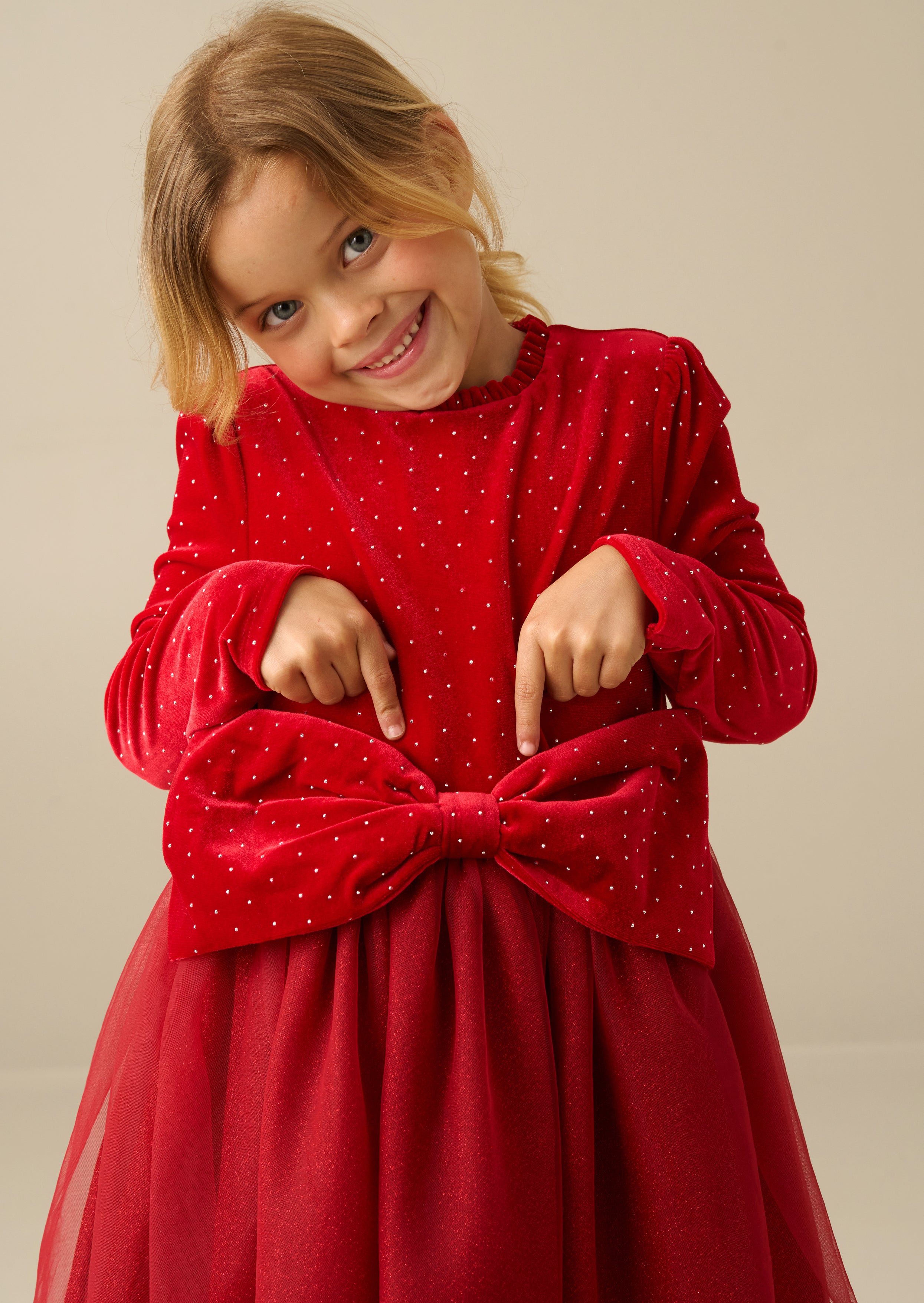 Vestido Elsie de tul rojo aterciopelado