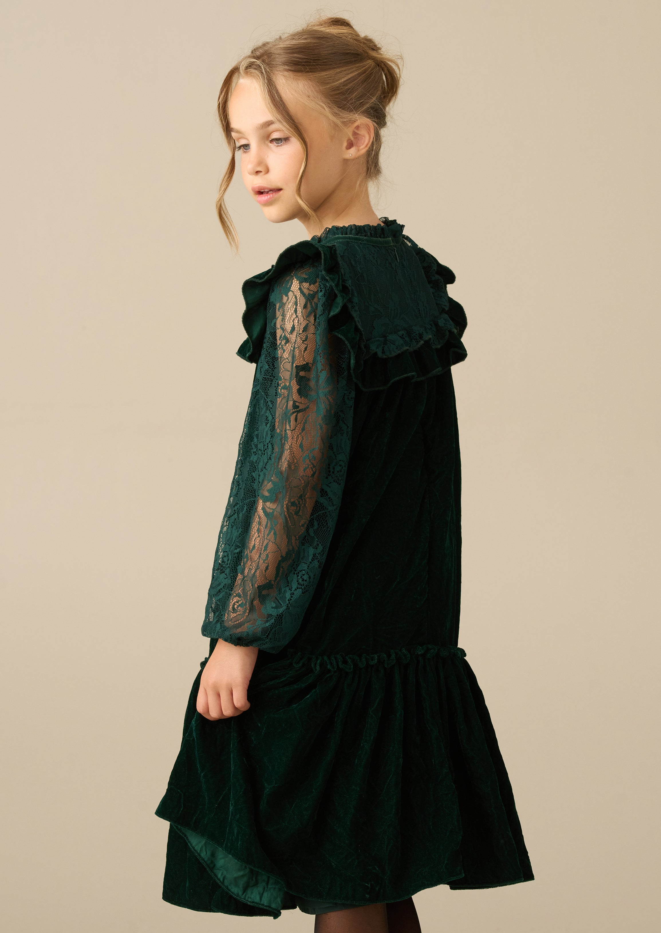 Amelia Velvet Frill Collar Dress