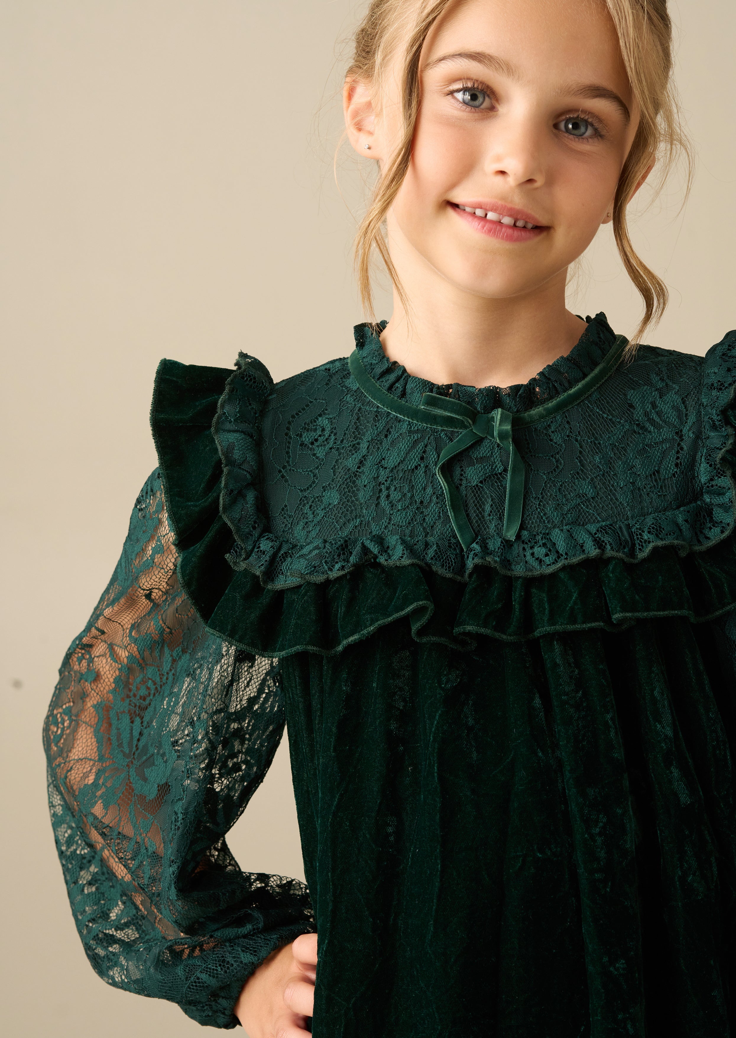 Amelia Velvet Frill Collar Dress