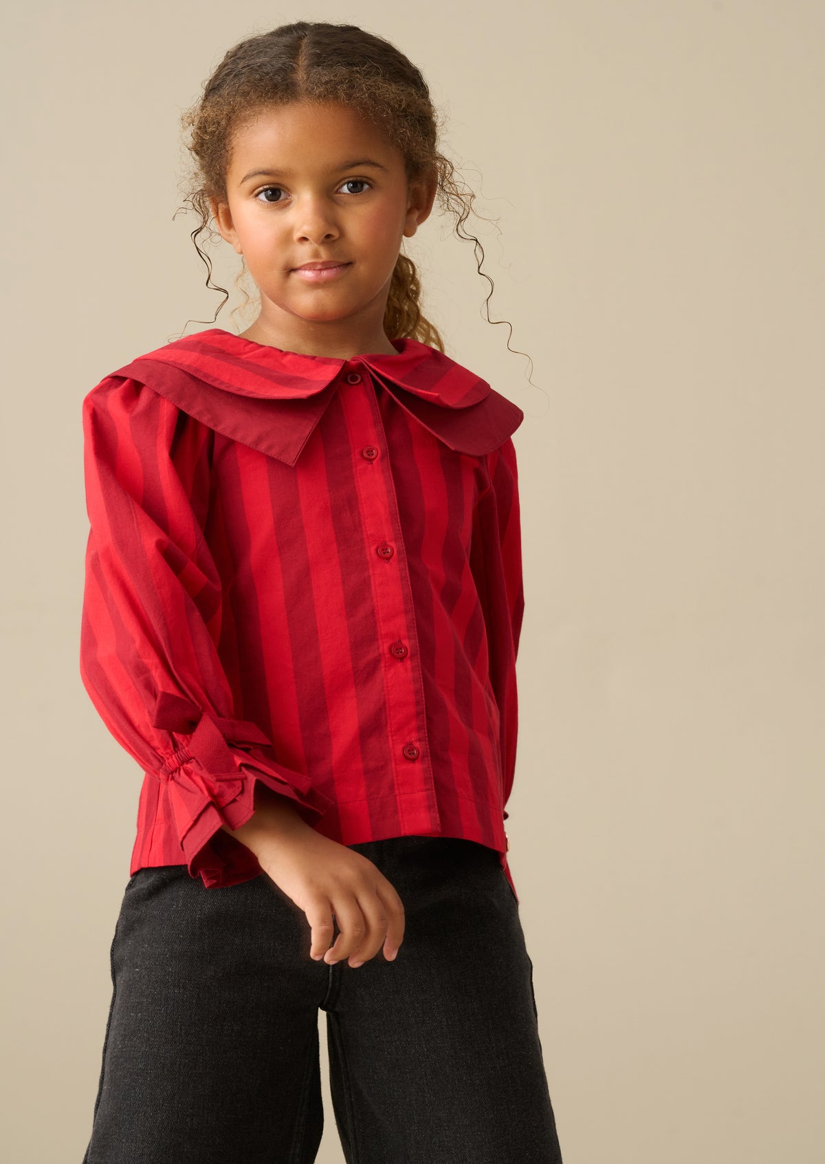 Frankie Stripe Double Collar Top