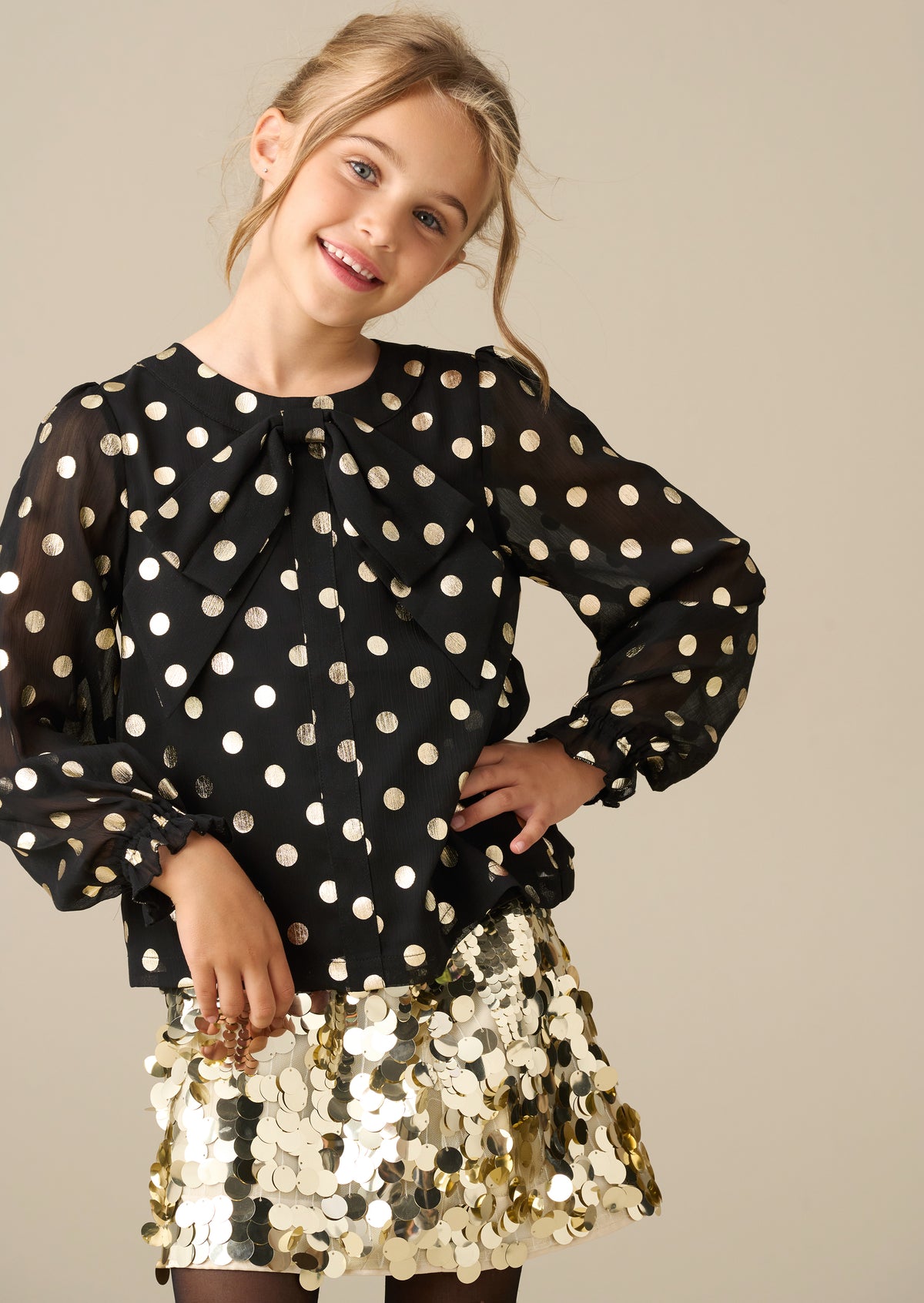 Dakota Black Polkadot Bow Blouse