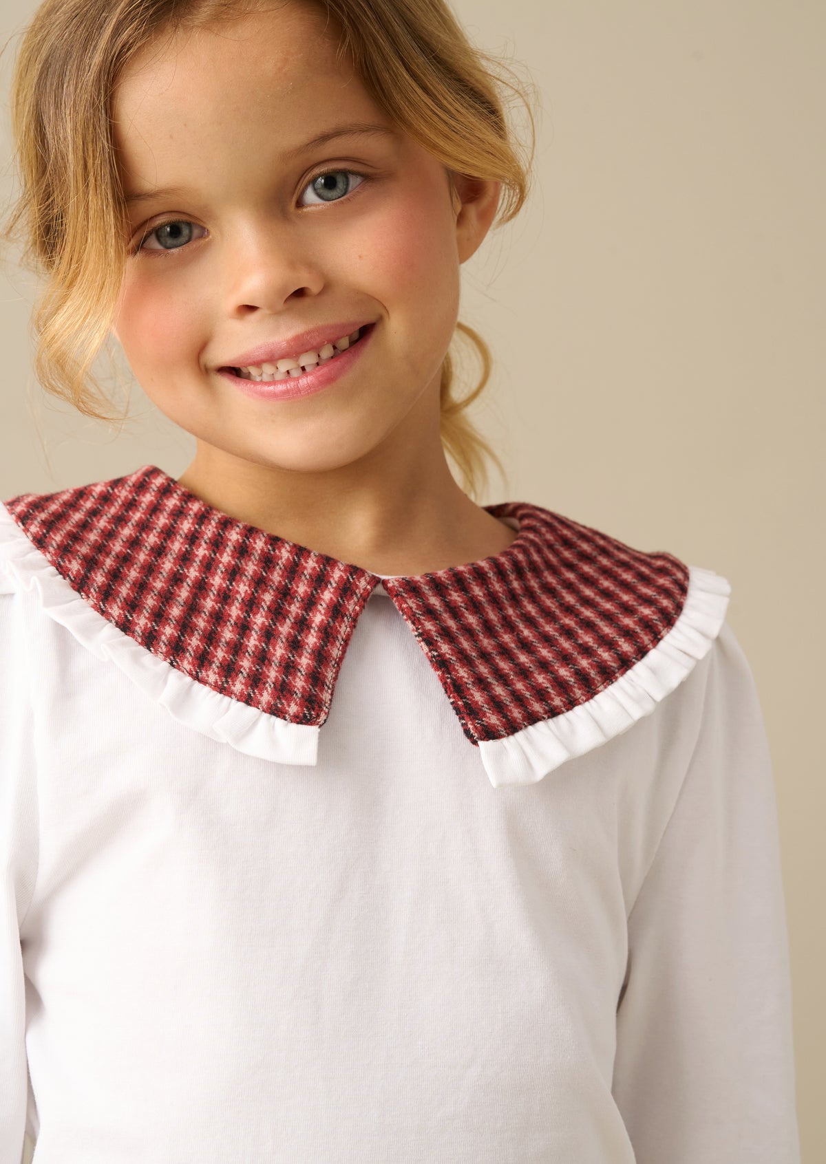 Zoe Woven Collar Long Sleeve Top