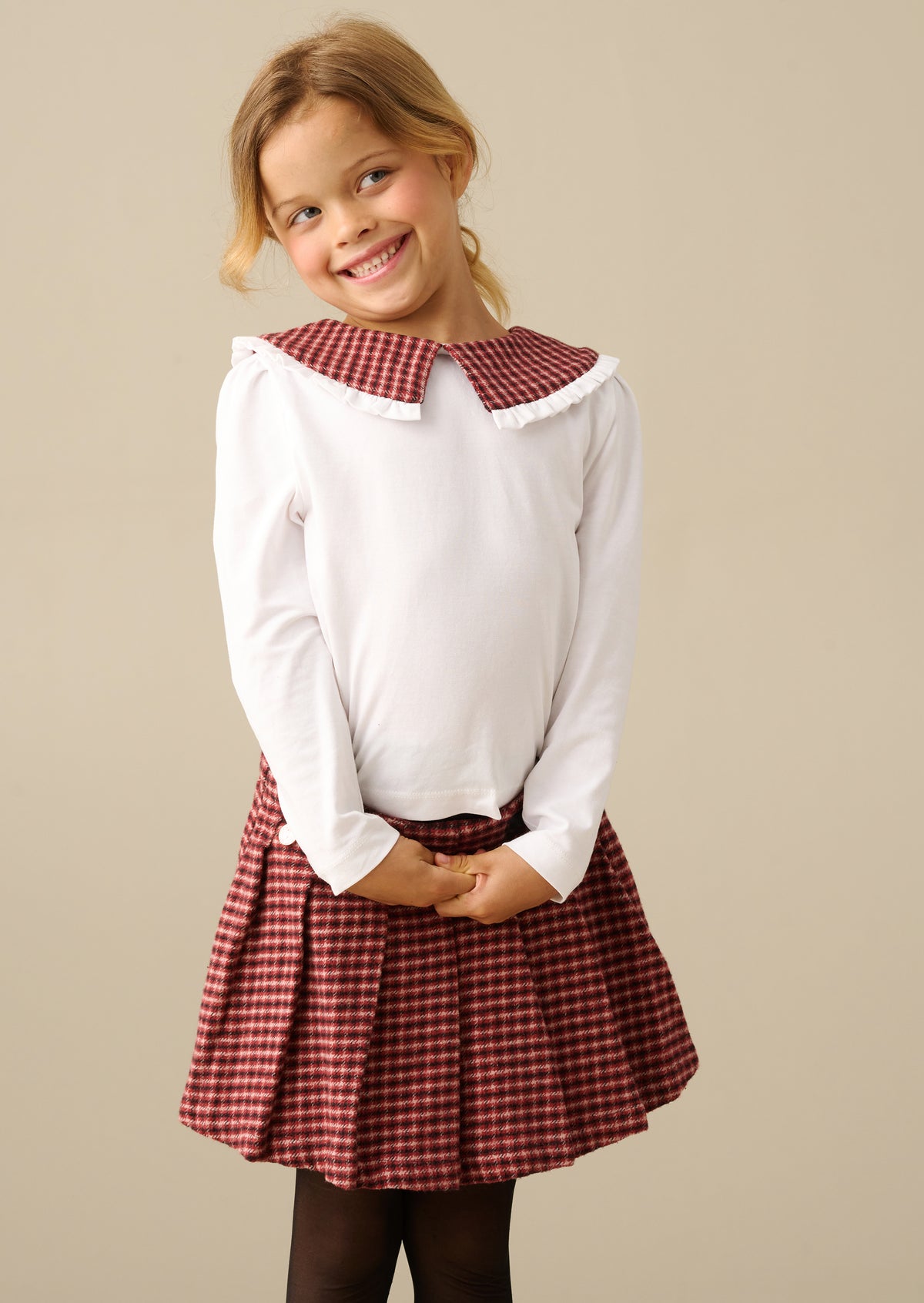Zoe Woven Collar Long Sleeve Top