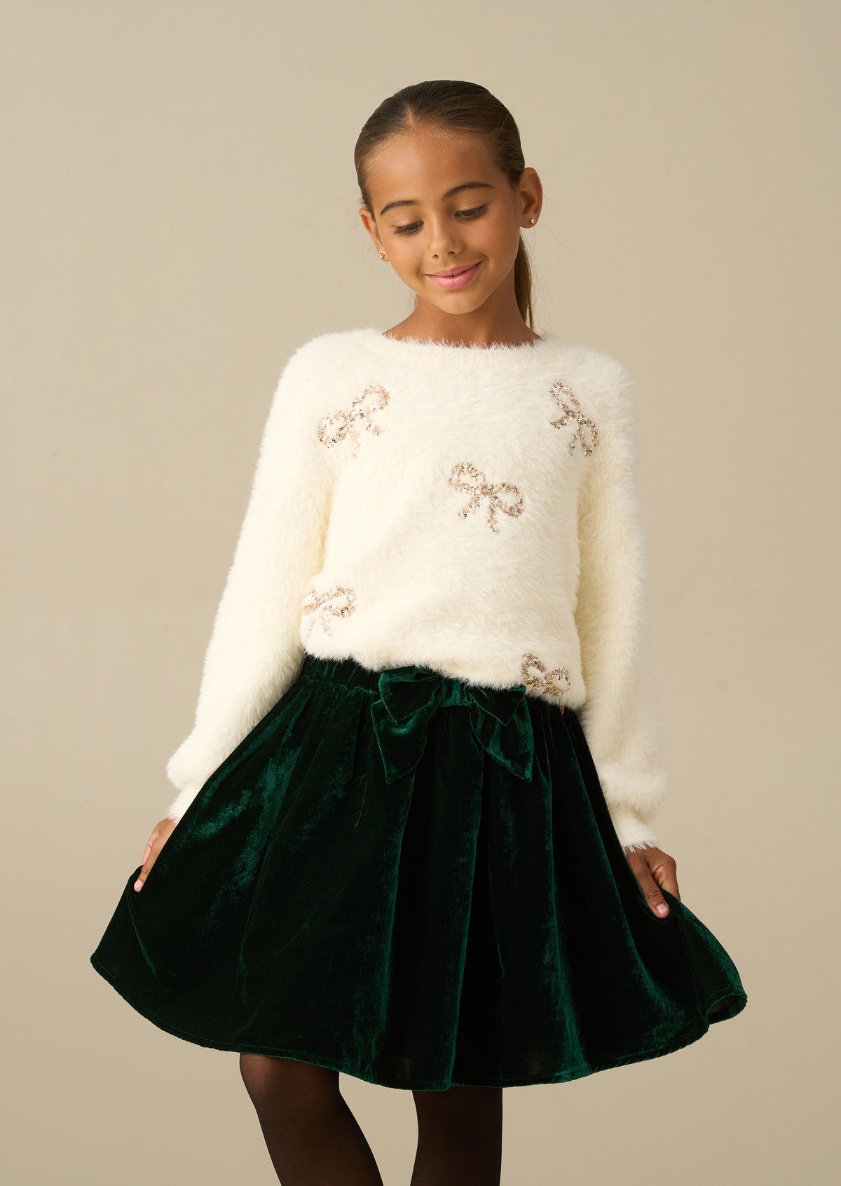 Chloe Velvet Bow Skirt