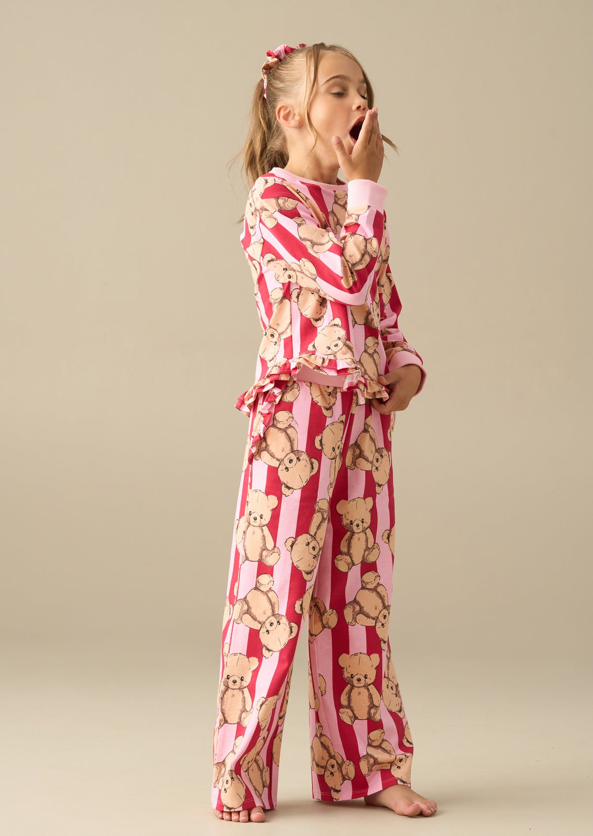 Theodora Teddy Print Stripe PJ's