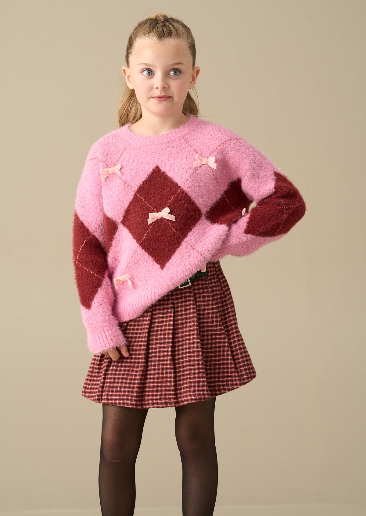 Sara Bow Diamond Knitted Jumper