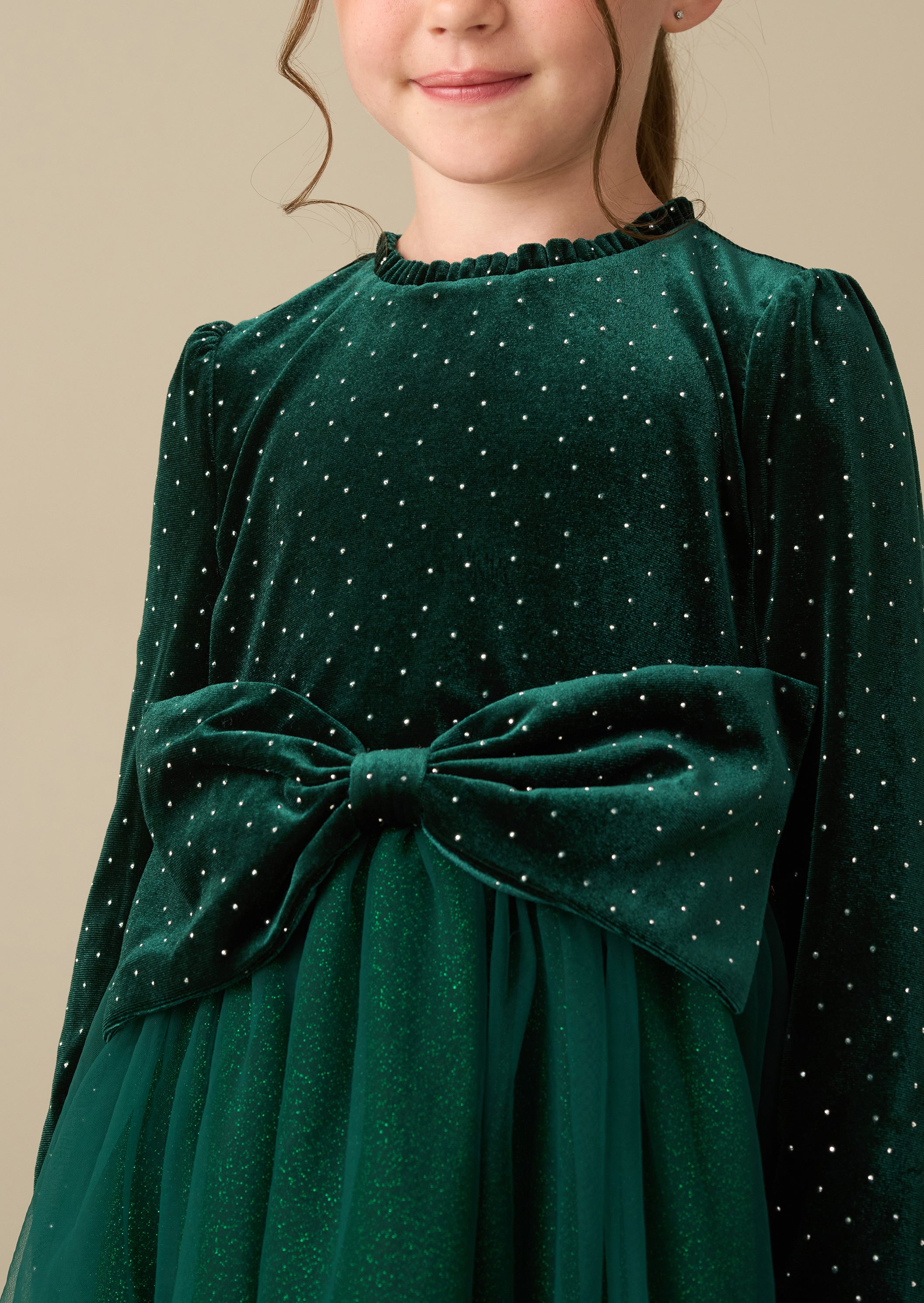 Elsie grünes Samt-Tüllkleid