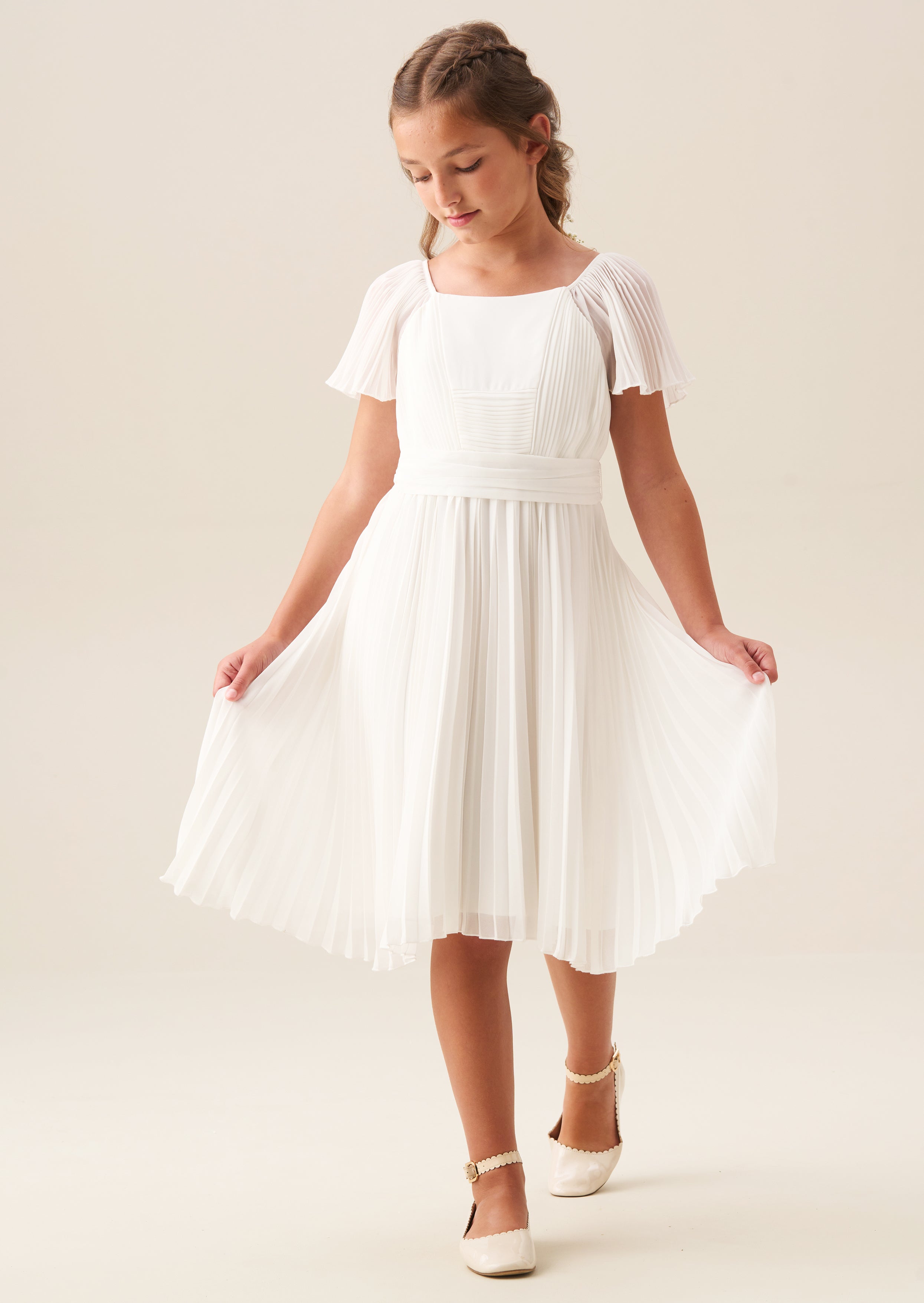 Camille Plissiertes Georgette-Kleid