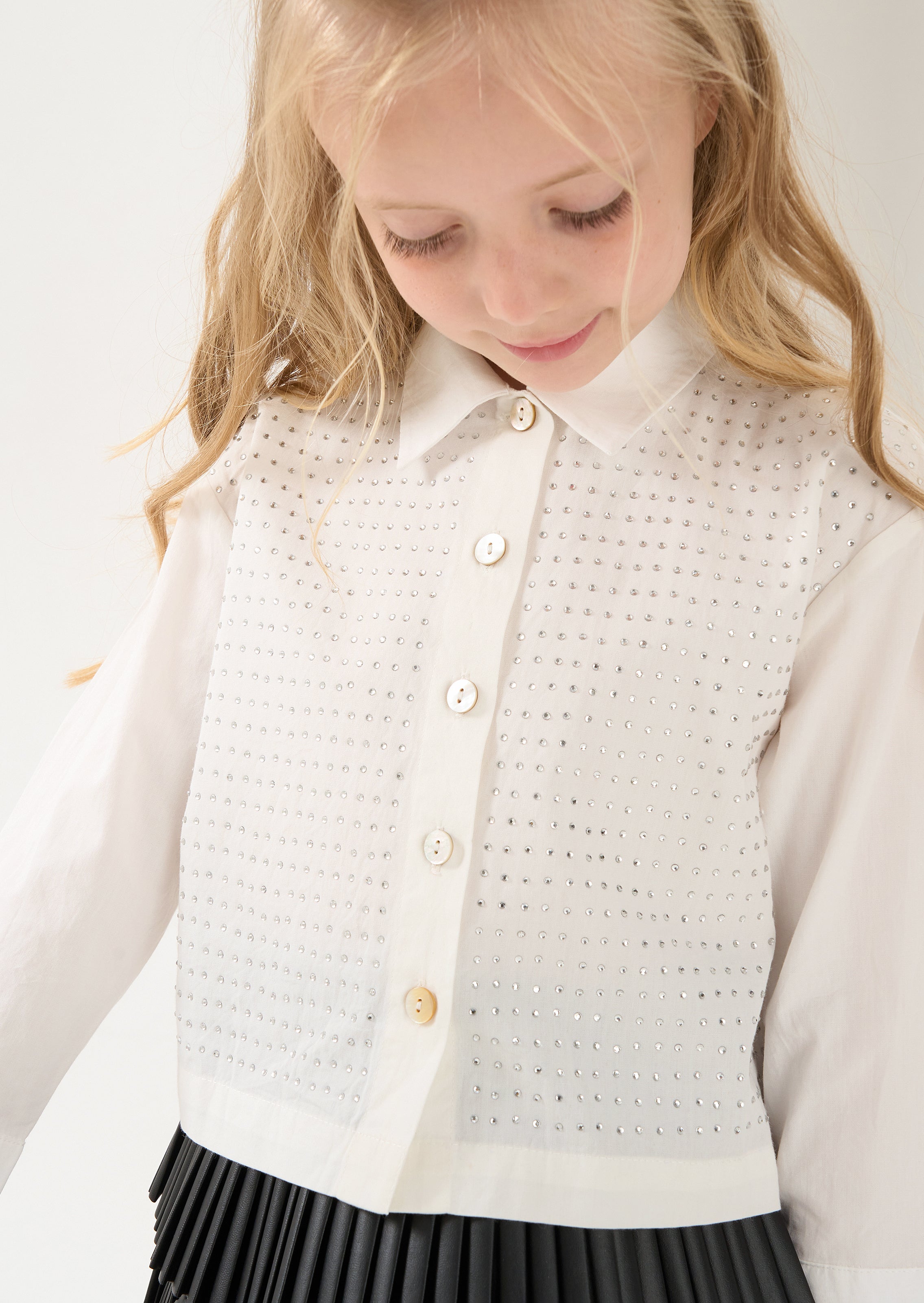 Jade White Diamante Shirt